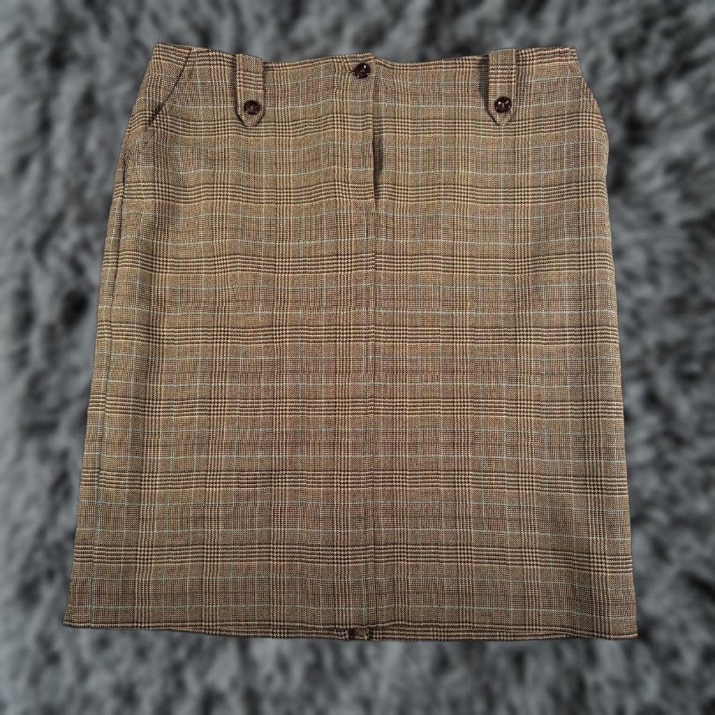 Vintage VINTAGE Petite Sophisticate Skirt Sz 12 Stretch Plaid Midi Pencil Womens 90s City Office Business Size 34" / US 12 / IT 48 - 1 Thumbnail