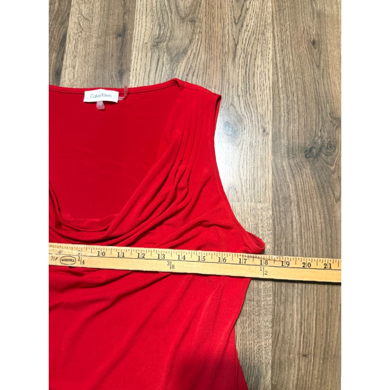 Calvin Klein Calvin Klein Tank Top Women's Size L Red Sleeveless Scoop Neck Casual Basic Stretch Modern, Tank, Regular Fit Size L / US 10 / IT 46 - 6 Thumbnail