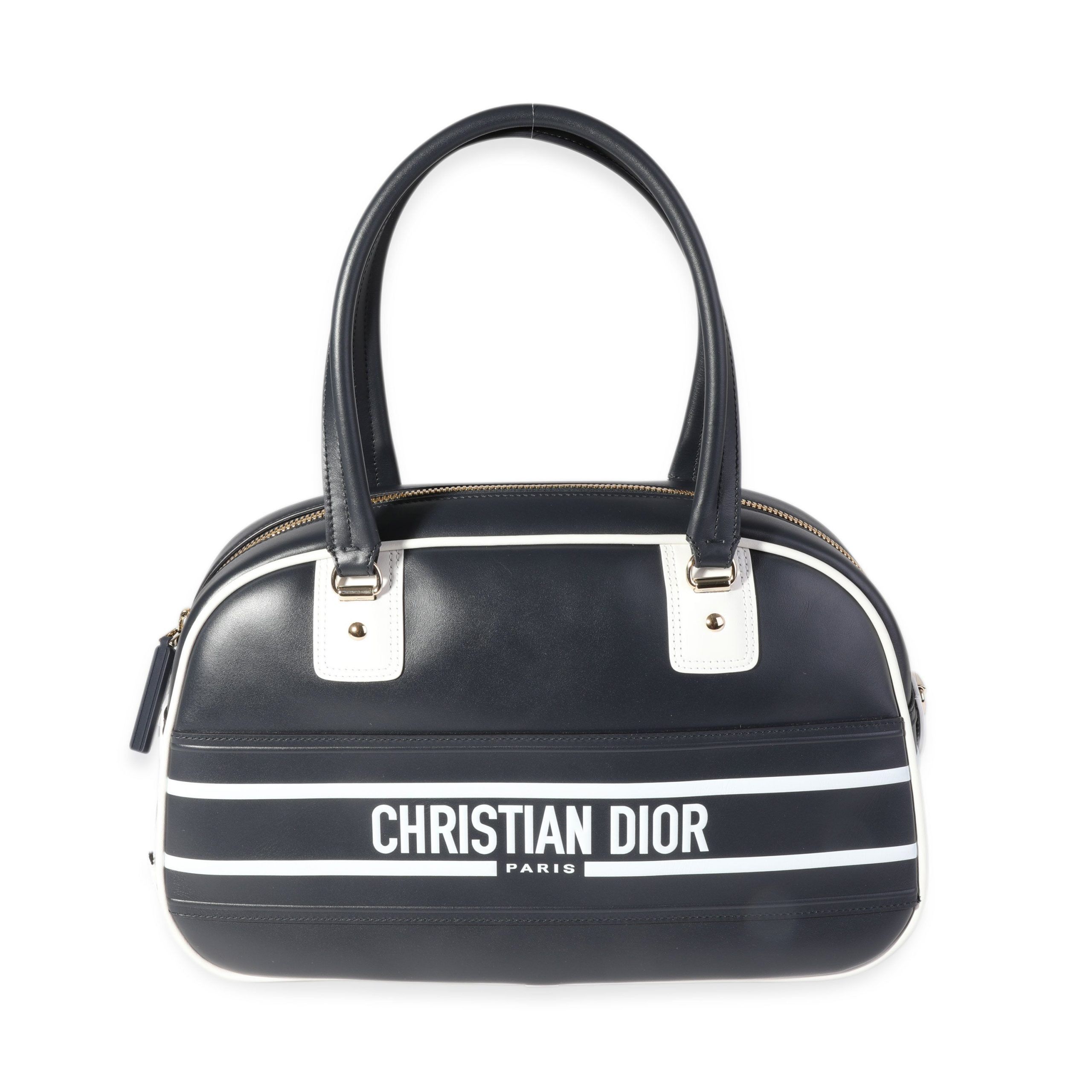 Dior Navy Smooth Calfskin Medium Dior Vibe Zip Bowling Bag