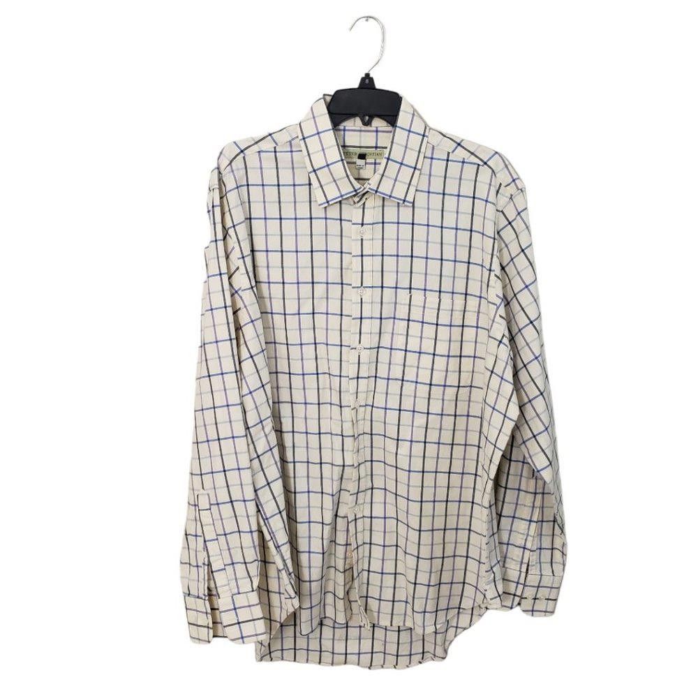 Designer CT464a Peter Christian Plaid Yellow & Blue Shirt XL Size 44R - 1 Thumbnail
