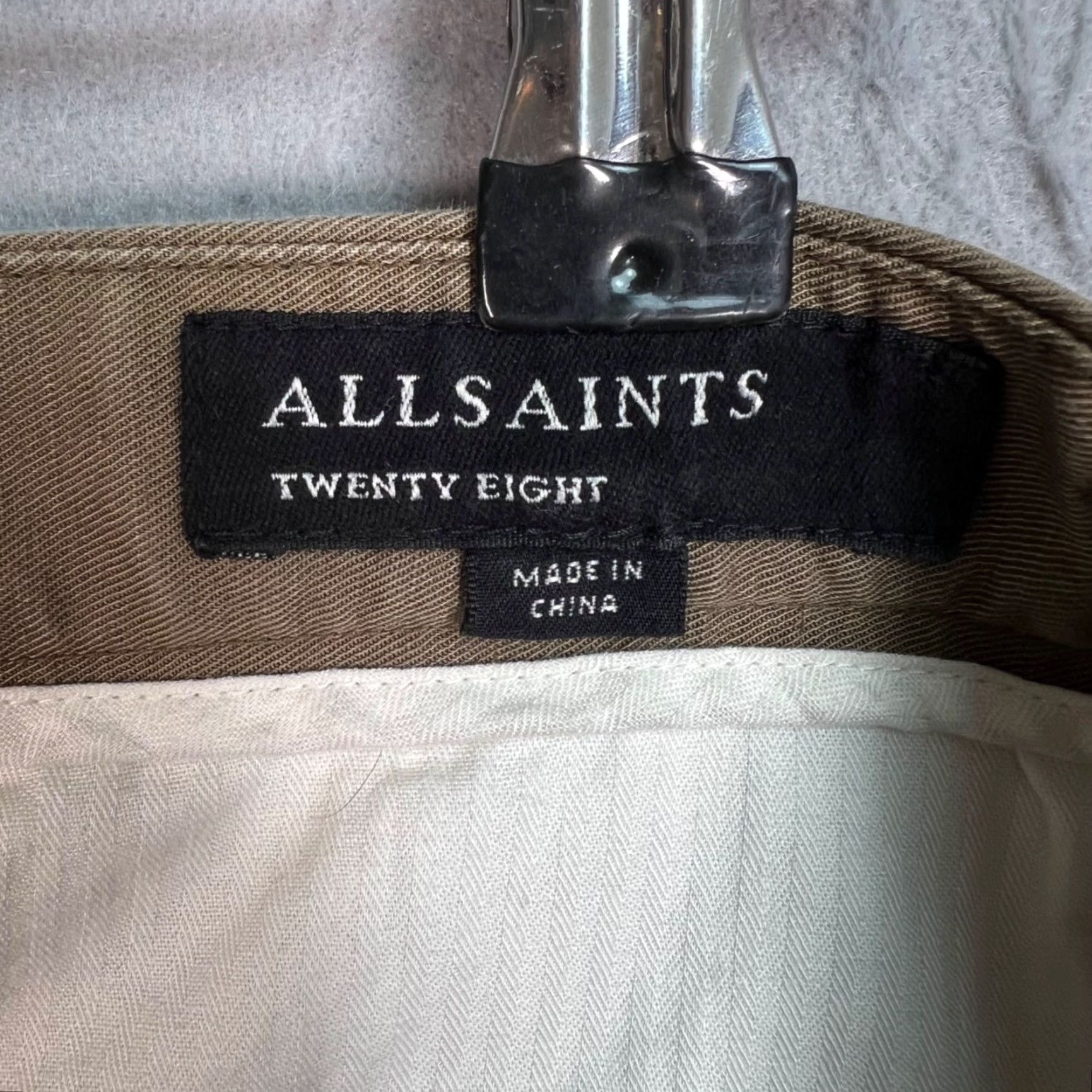 Allsaints AllSaints Mens Size 28 Pleated Tapered Tan Cotton/Linen Blend Chino Pants Size US 28 / EU 44 - 3 Thumbnail