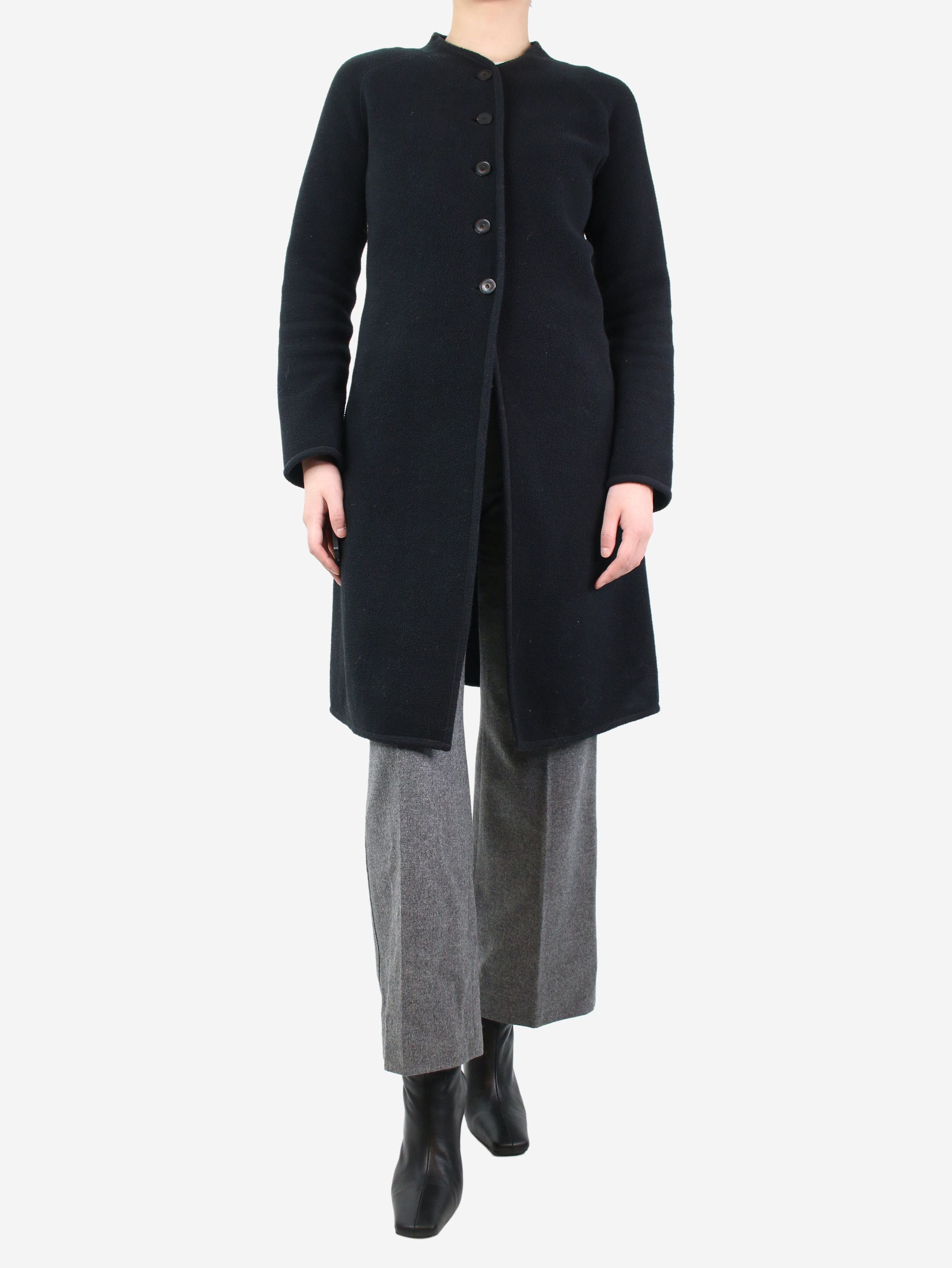 image of Dosa Black Fleece Coat - Size Uk 6, Women's