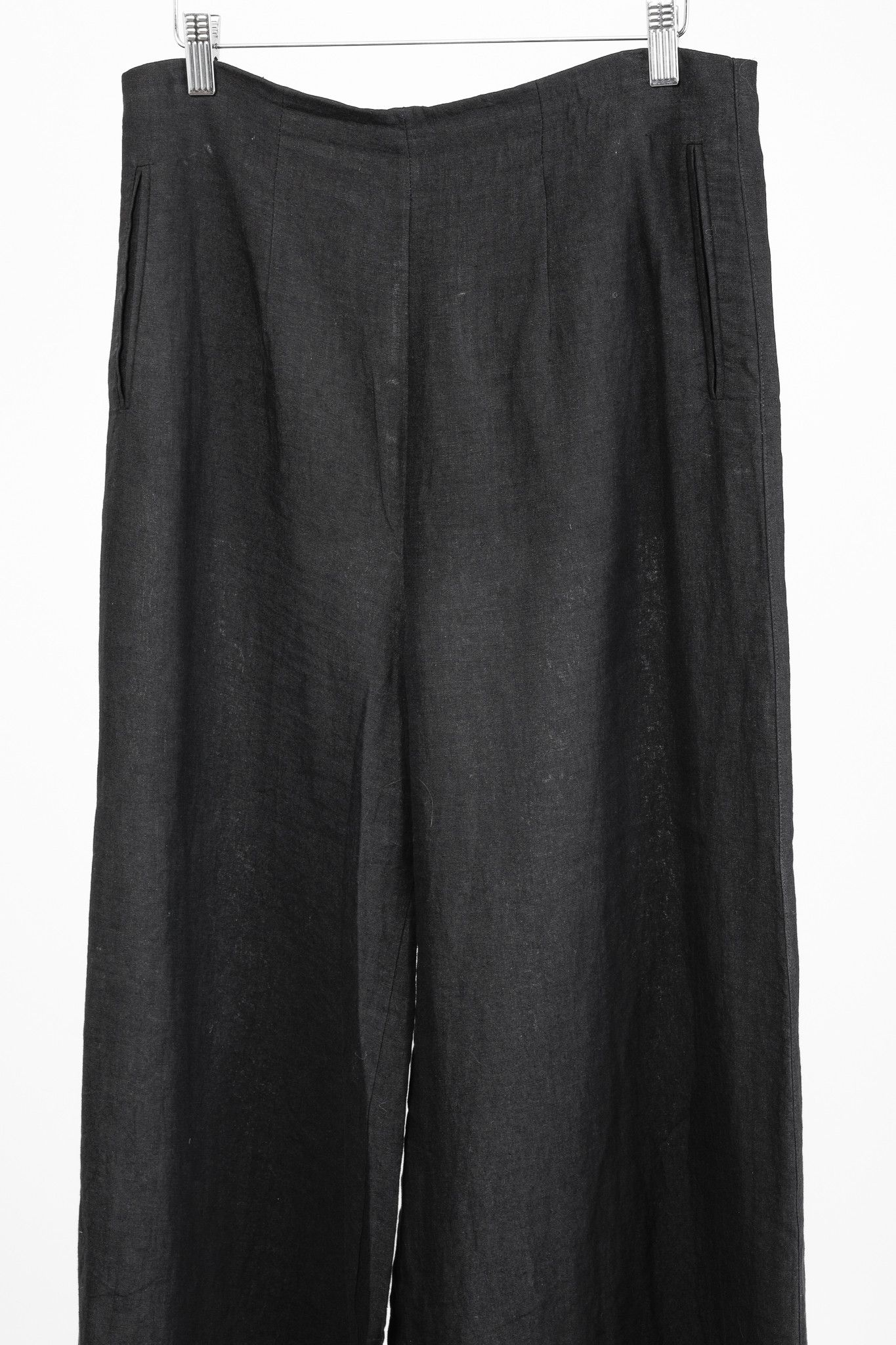 Other Anett Rostel Black Linen Wide-Leg Pants Size 32" / US 10 / IT 46 - 5 Thumbnail
