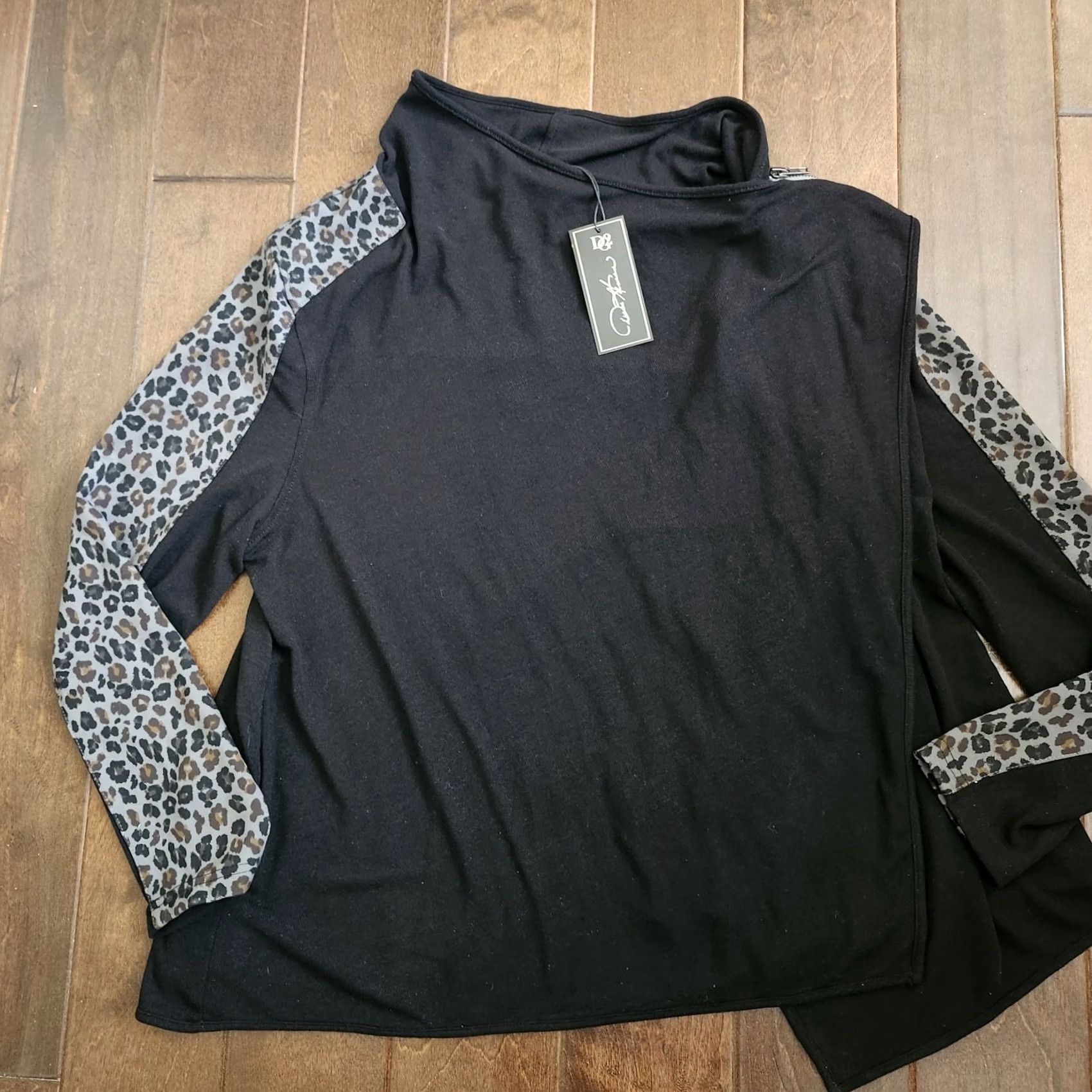 Vintage DG2 Diane Gilman Black Snake Knit Drape-Front Easy Jacket L Womens Regular Zip KnIT Solid Snake Casual Party/Cocktail Travel 90s? Size L / US 10 / IT 46 - 2 Thumbnail