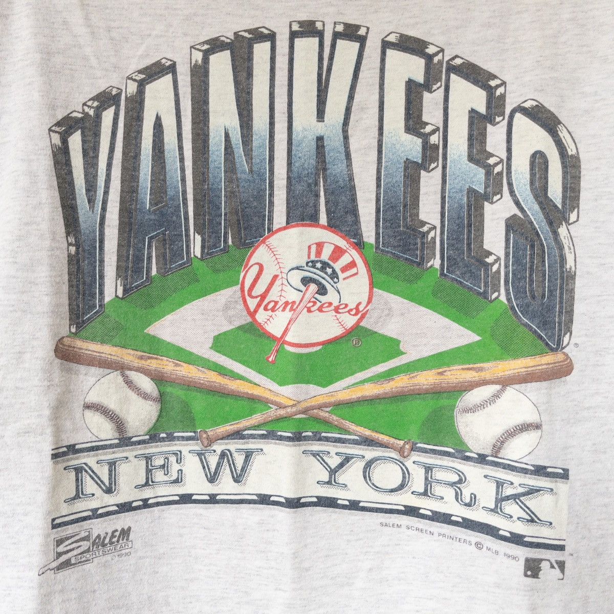 New York Yankees SINGLE STITCH 1990 NY Yankees Salem Sportswear Oneita TShirt Size US XL / EU 56 / 4 - 8 Thumbnail