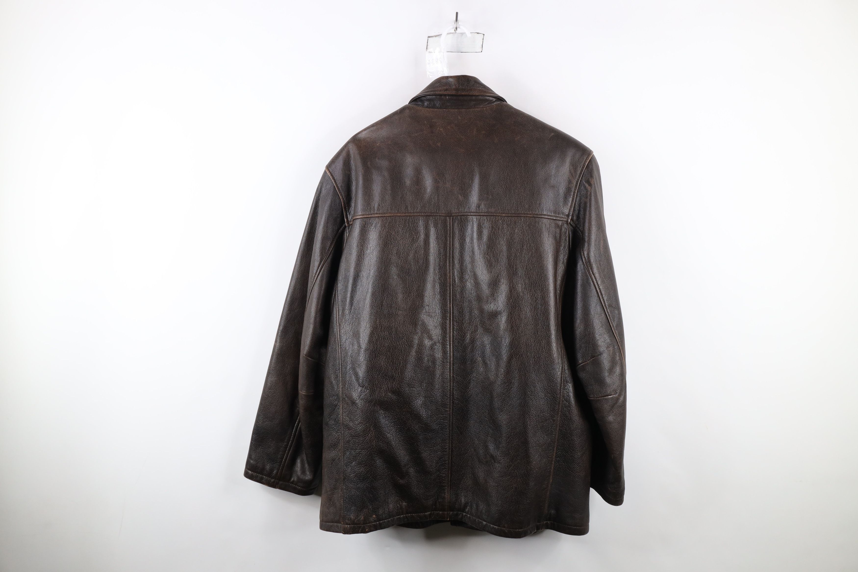 Vintage Vintage 90s Streetwear Quilted Leather Shirt Jacket Brown Size US L / EU 52-54 / 3 - 13 Thumbnail