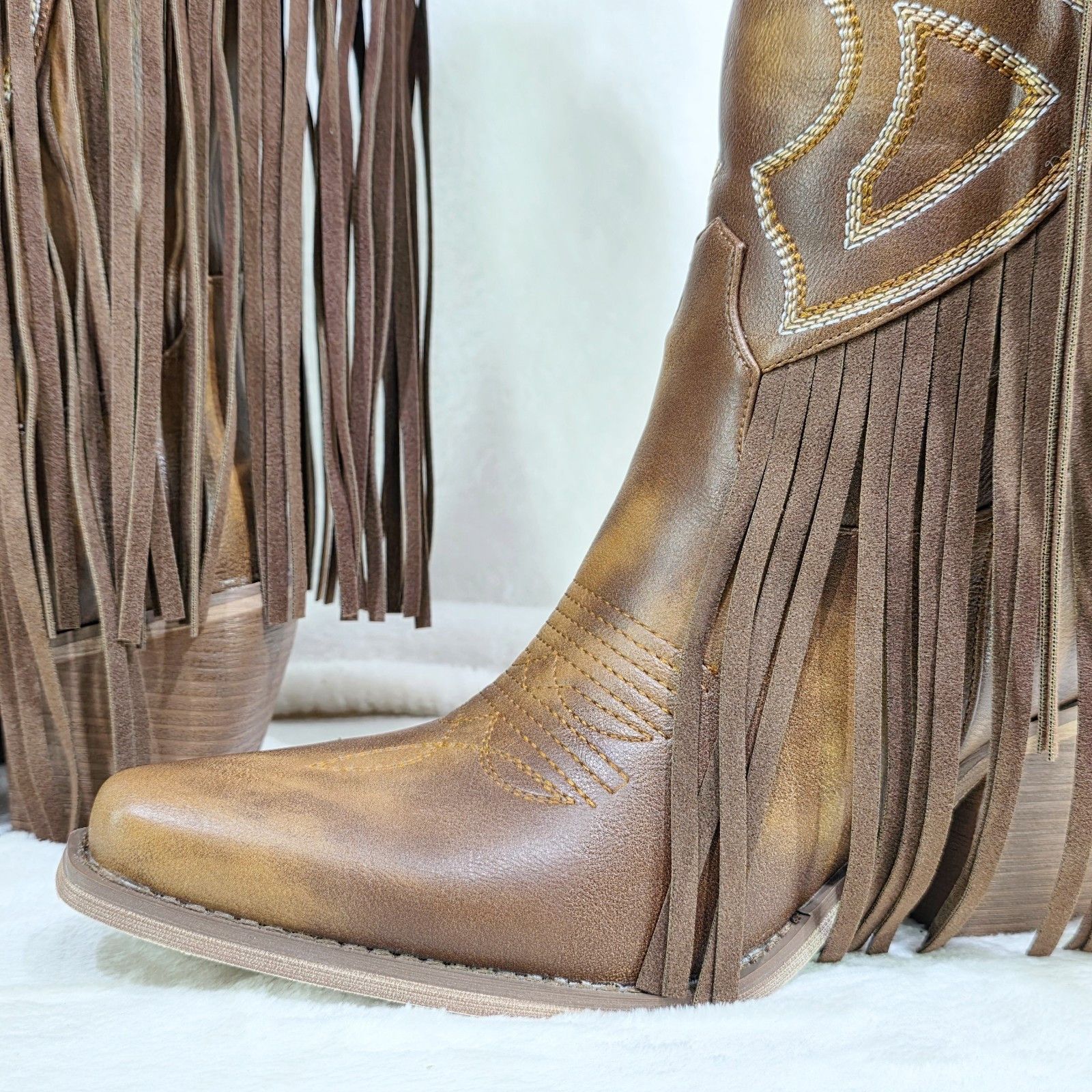 Other Tucker Embroidery Country Western Cowgirl Fringe Knee Boots Size US 7.5 / IT 37.5 - 6 Thumbnail