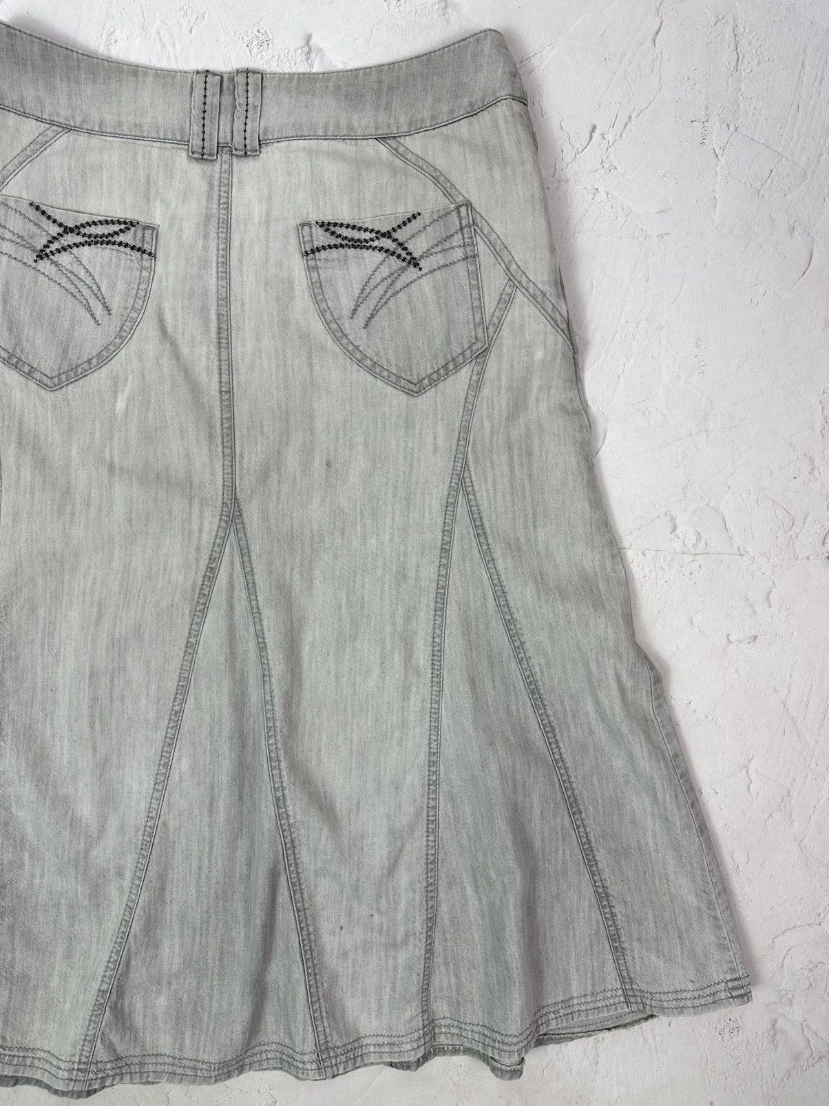 Beauty Beast × If Six Was Nine × Vintage Vintage Washed Grey Denim Flared Skirt Size 34" / US 12 / IT 48 - 8 Thumbnail