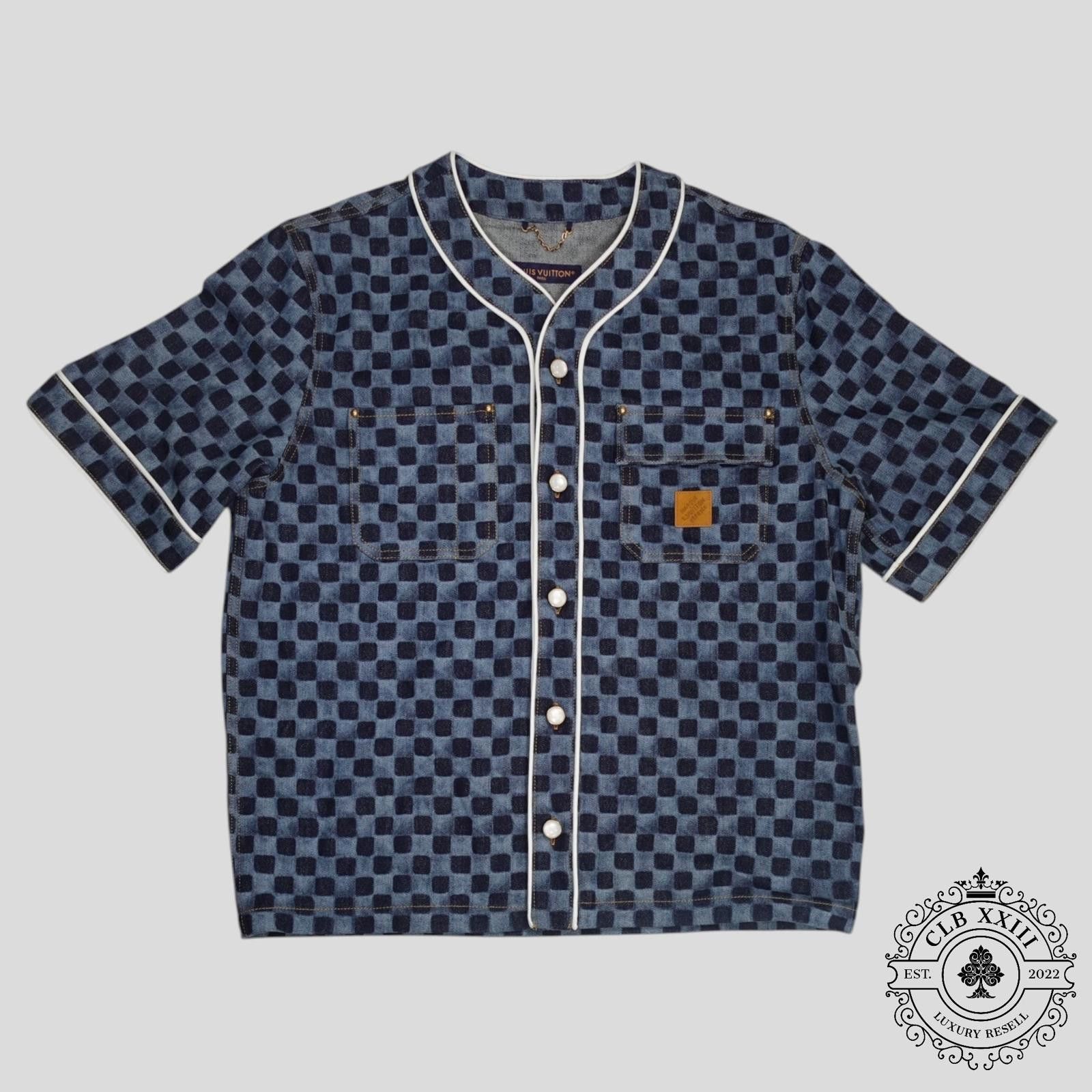 Louis Vuitton Damier Denim Baseball Shirt in Blue