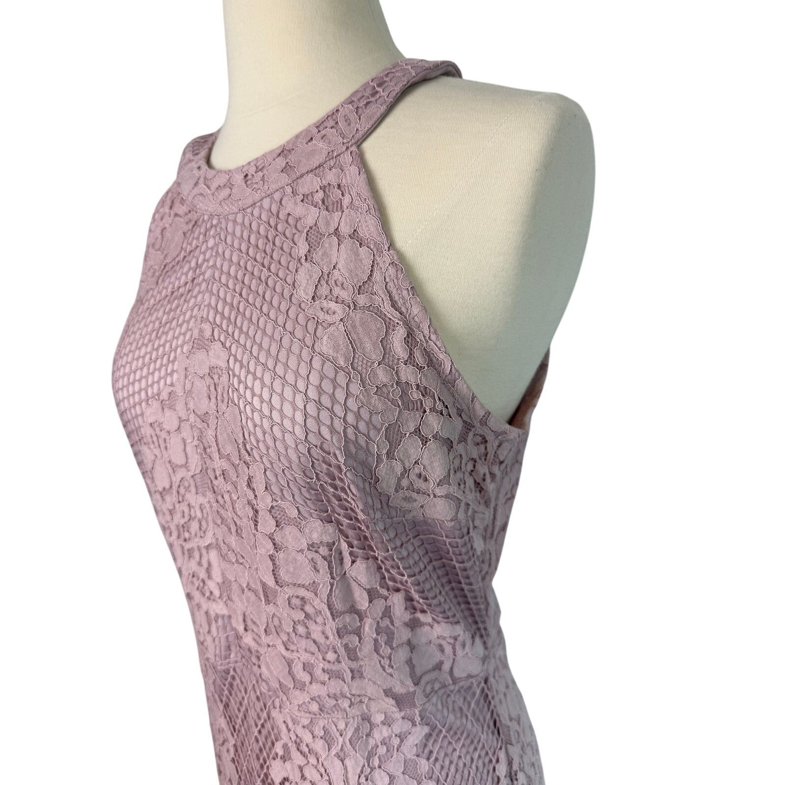Nordstrom Enfocus Studio Formal Maxi Dress, S 10. Rose Blush Pink Lace Size L / US 10 / IT 46 - 3 Thumbnail