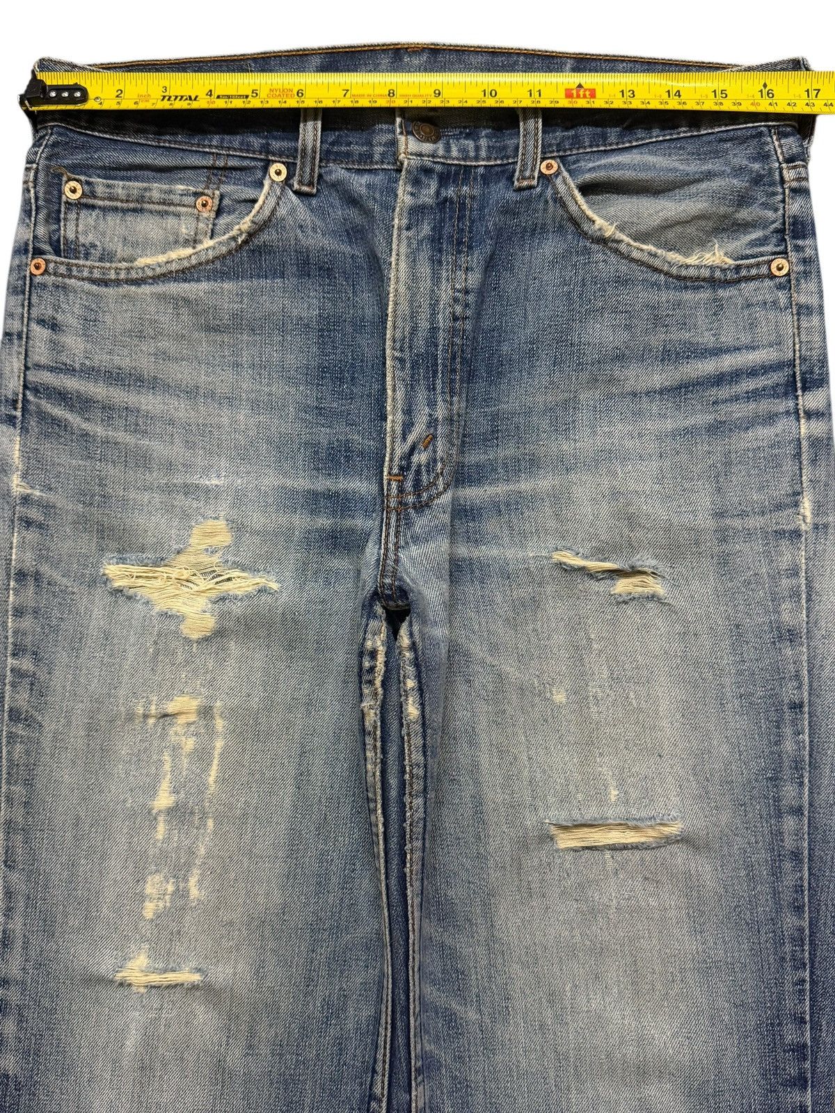 Levi's Vintage 90s Levis Blue Faded Wash Distress Wide Leg Bootcut Size US 33 - 10 Thumbnail