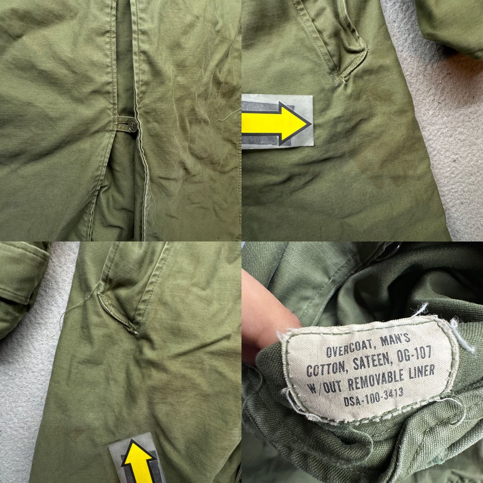 Vintage VINTAGE US Army Trench Coat Mens Medium Green Cotton Sateen OG-107 Overcoat 60s Vietnam Era Size US M / EU 48-50 / 2 - 8 Thumbnail