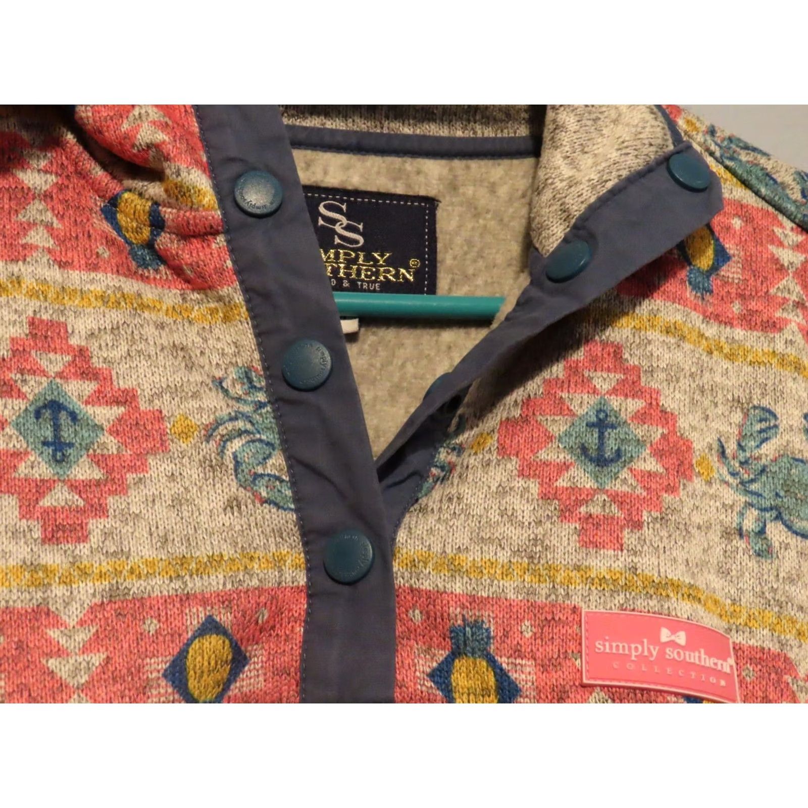 Vintage Simply Southern Women's Sweatshirt Pullover Knit Ocean Theme Gray Size M / US 6-8 / IT 42-44 - 7 Thumbnail