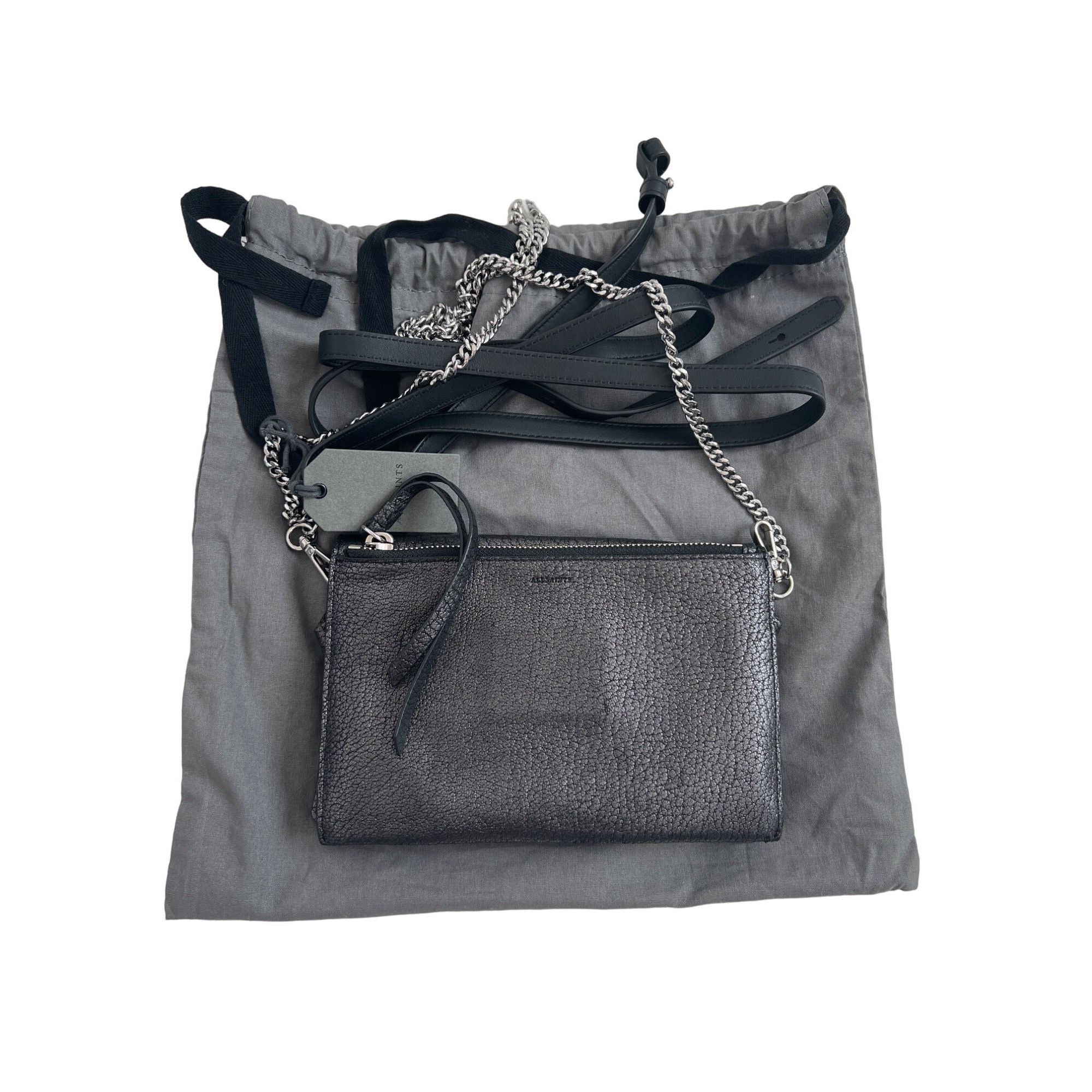 Allsaints Allsaints Metallic Pebbled Leather Crossbody Bag With Dust B Size ONE SIZE - 4 Thumbnail