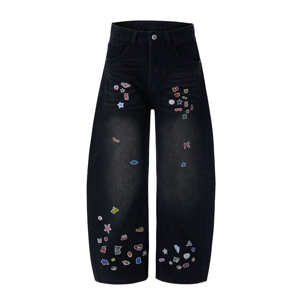 Vintage Men's hip-hop punk washed cartoon sticker machete jeans Size US 32 / EU 48 - 4 Thumbnail