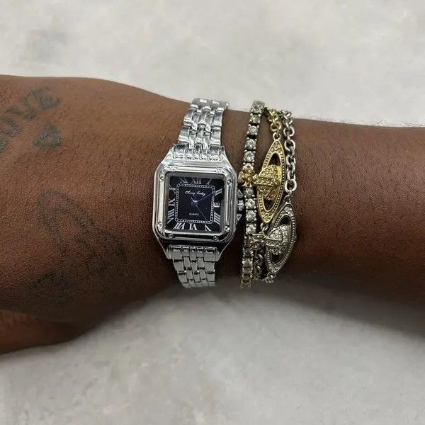 Other Vintage 90s black dial luxury style quartz silver watch Size ONE SIZE - 4 Thumbnail