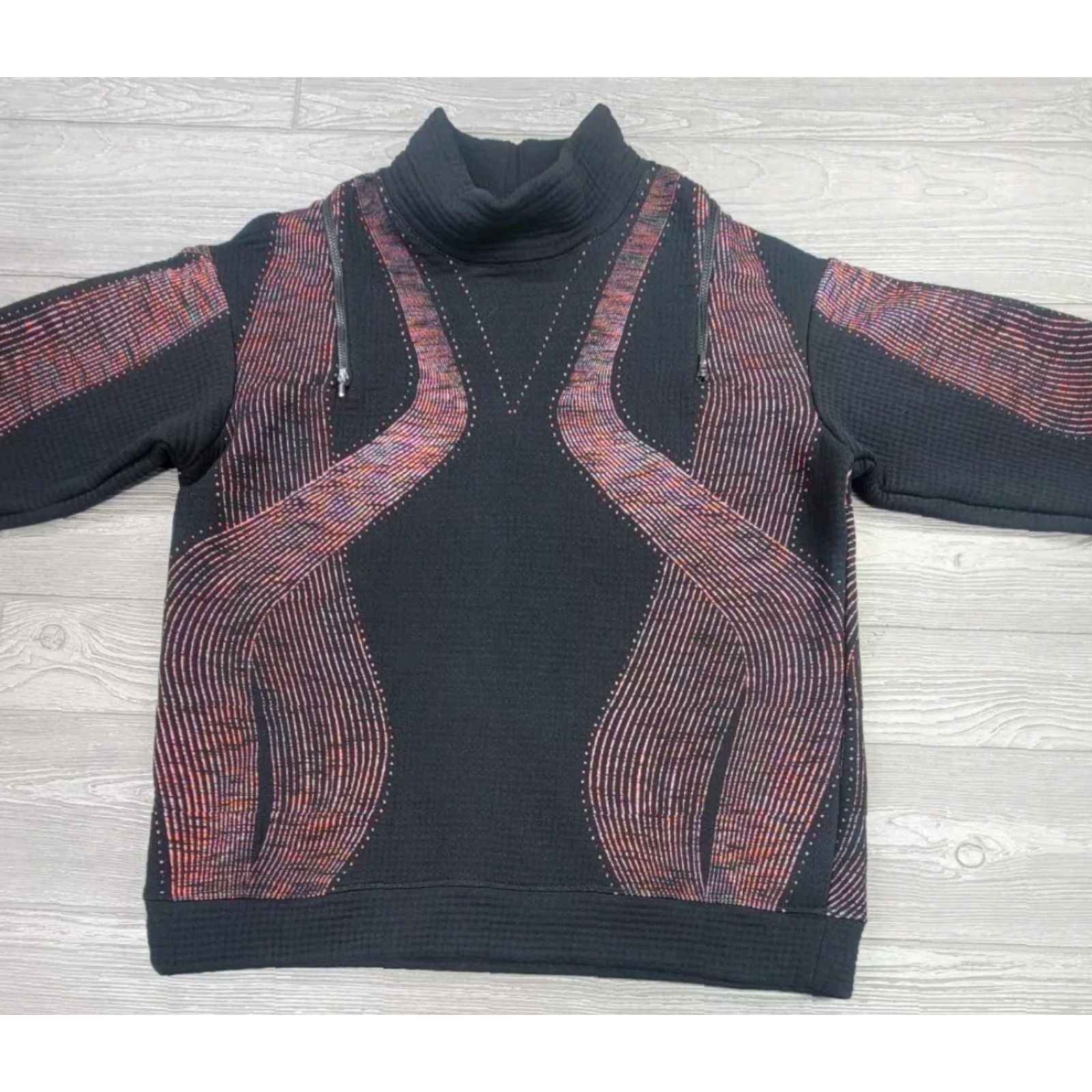 Nike Nike Womens Oversized Mock Neck Sweatshirt Black Geometric Pattern City Ready Tech Pack Sweater Size S / US 4 / IT 40 - 4 Thumbnail