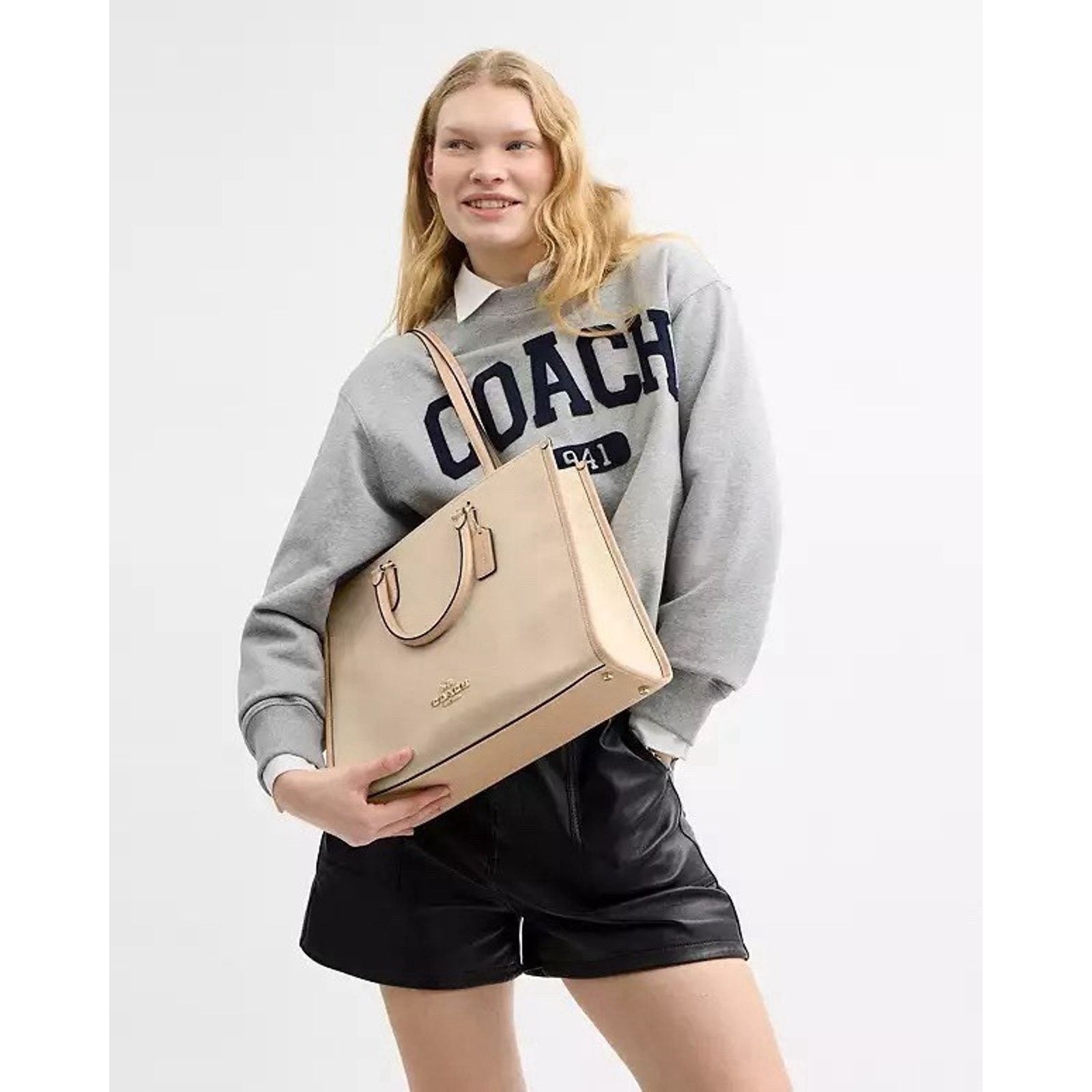 Coach NWT Coach Maggie Tote Bag Colorblock Dark Natural CAK59 Size ONE SIZE - 11 Thumbnail