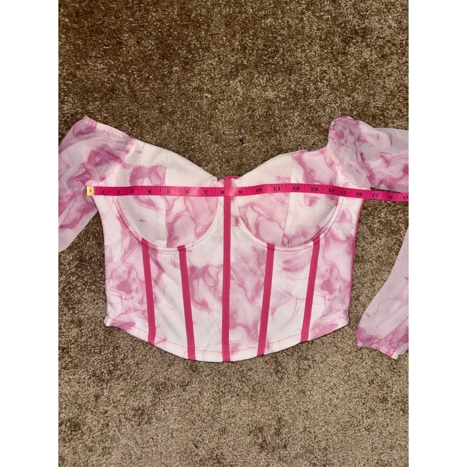 Abercrombie & Fitch Women’s Pink Corset Top Sheer Puff Sleeves Small Y2K Fairy Size S / US 4 / IT 40 - 5 Thumbnail