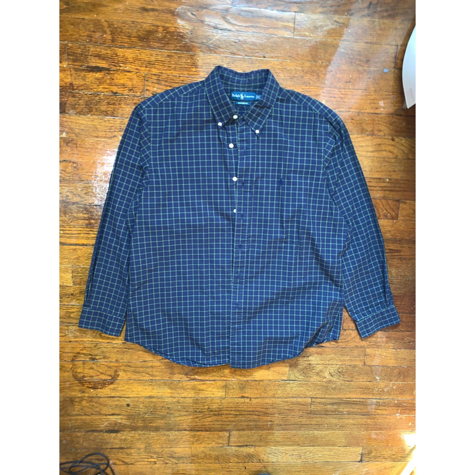 Ralph Lauren Ralph Lauren Custom Fit Shirt XL Navy Green Check 17.5 Size US XL / EU 56 / 4 - 1 Thumbnail