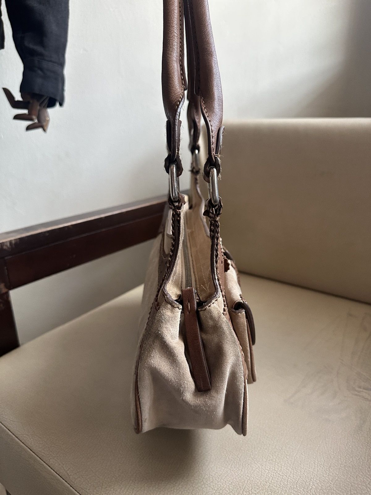 Max Mara 2000s MaxMara Boho Suede And Leather shoulder Bag Size ONE SIZE - 4 Thumbnail
