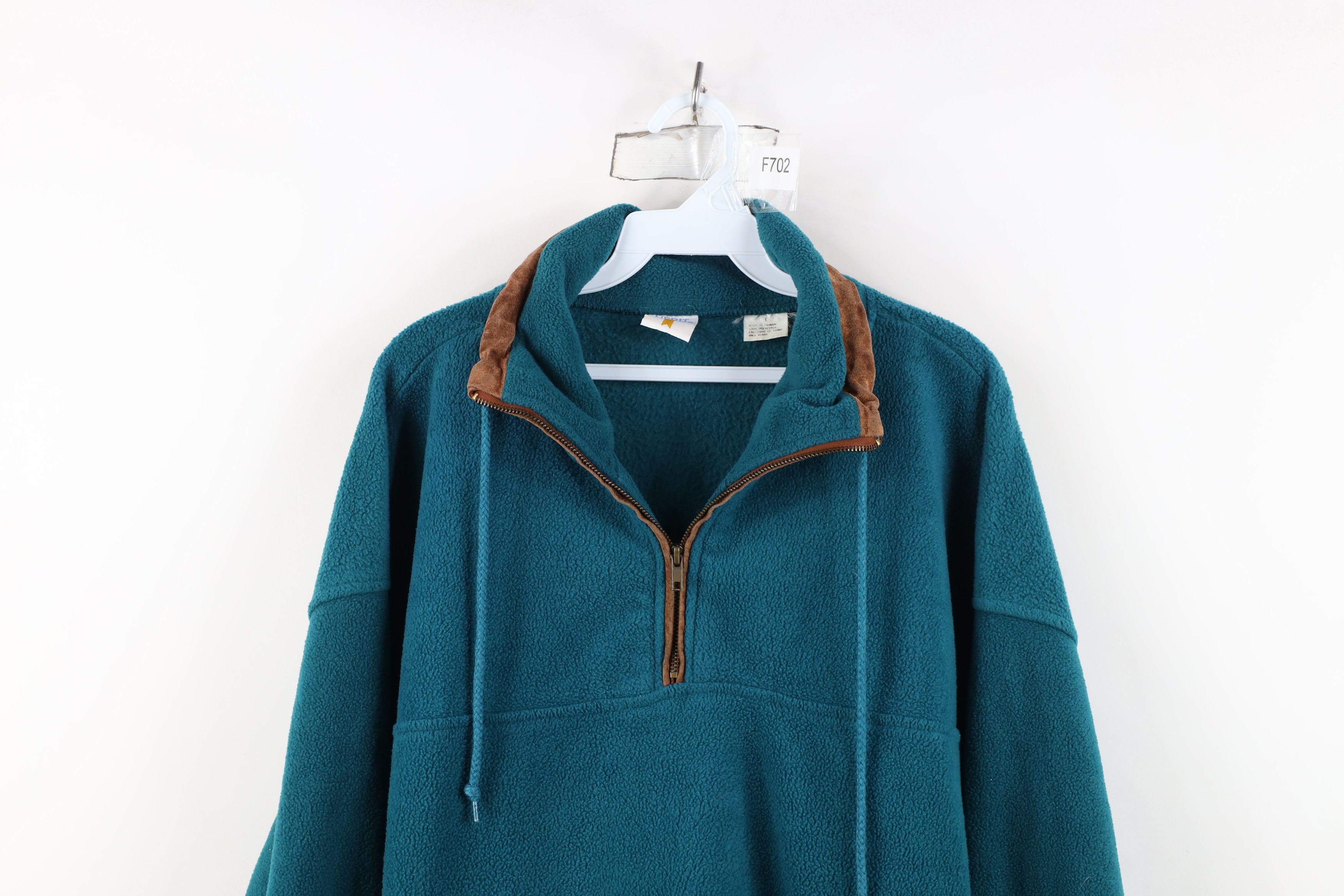 Vintage Vintage 90s Streetwear Half Zip Fleece Pullover Sweater Teal Size US L / EU 52-54 / 3 - 2 Thumbnail