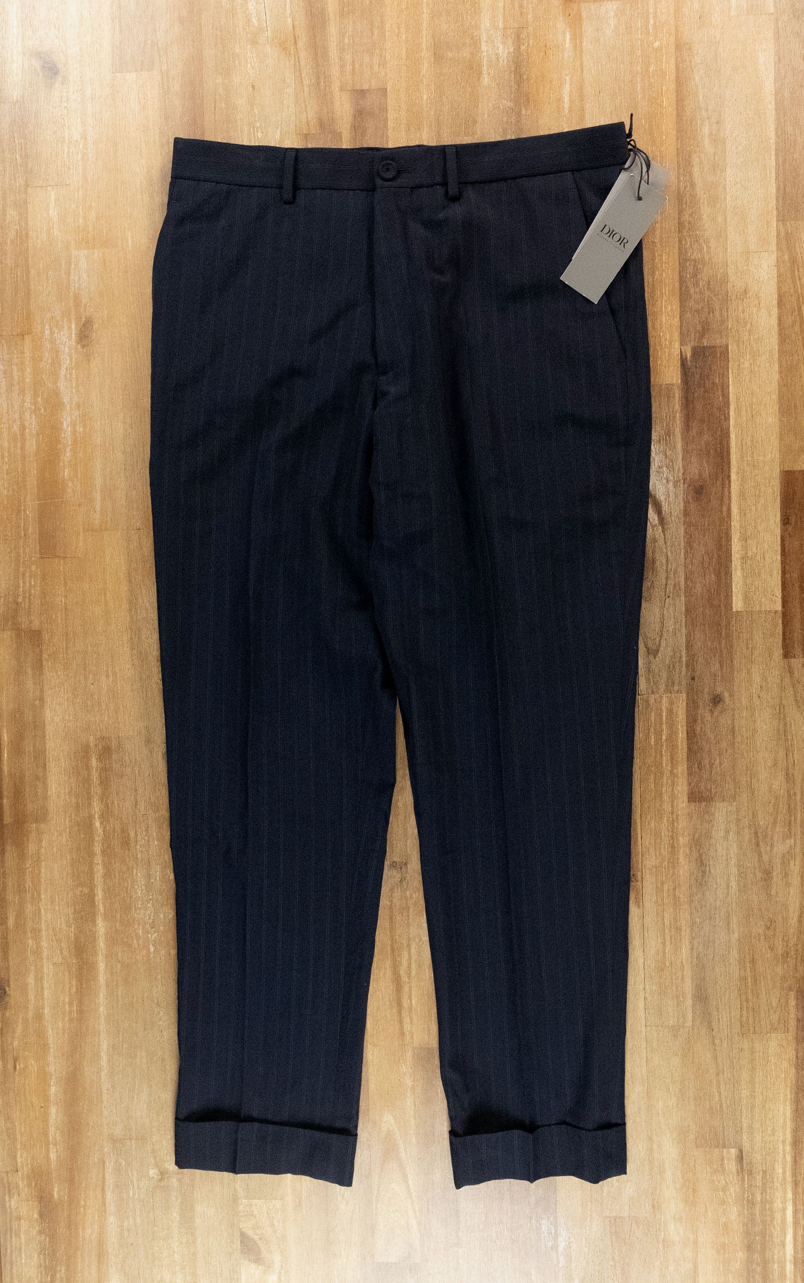 Dior DIOR navy blue striped wool dress pants trousers 32 / 48 Size US 32 / EU 48 - 1 Thumbnail