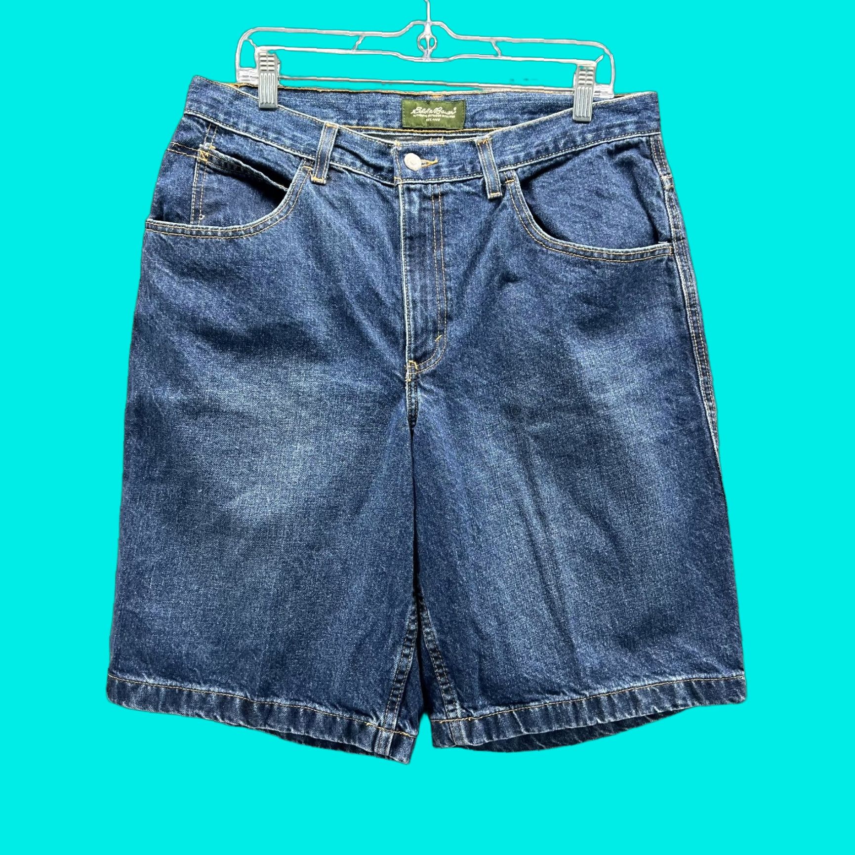 Eddie Bauer VINTAGE Eddie Bauer Jean Shorts Men 34 Blue Denim Casual Hip Hop Jorts Bermuda 5-Pocket Design Baggy 34 Mens Regular Denim Size US 34 / EU 50 - 1 Thumbnail