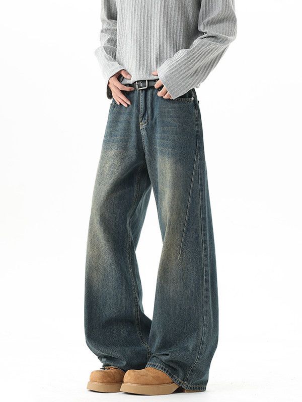 Jean American-style washed men's loose casual straight leg jeans Size US 32 / EU 48 - 1 Thumbnail