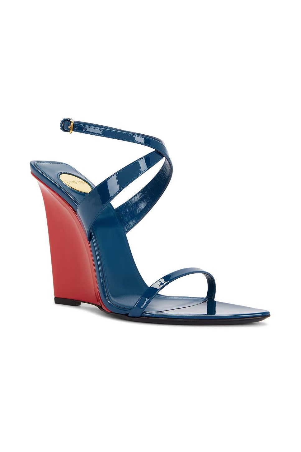 Saint Laurent Paris o1w1db10526 818020 Salome Wedges in Patent Leather Sandals Size US 11 / IT 41 - 2 Thumbnail