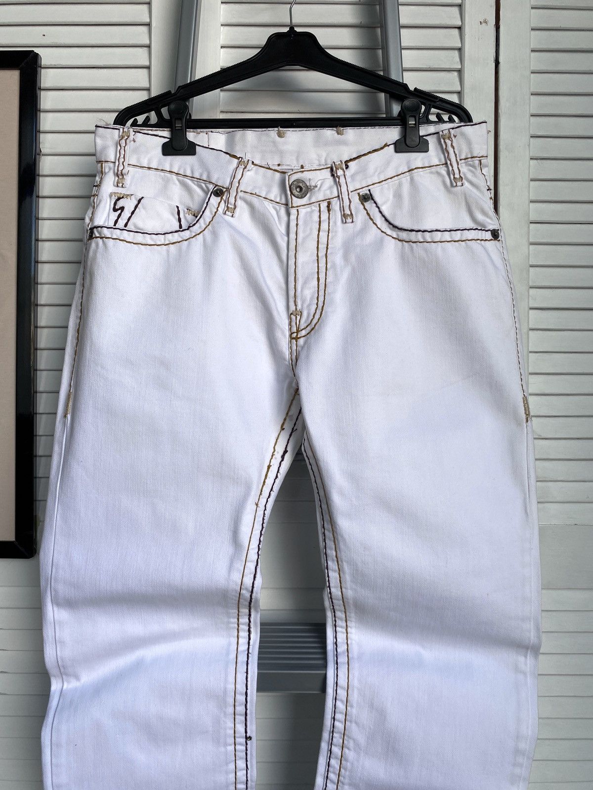 True Religion × Vintage True Religion White Jeans Big Stitch Denim USA Logan Super Size US 34 / EU 50 - 5 Thumbnail