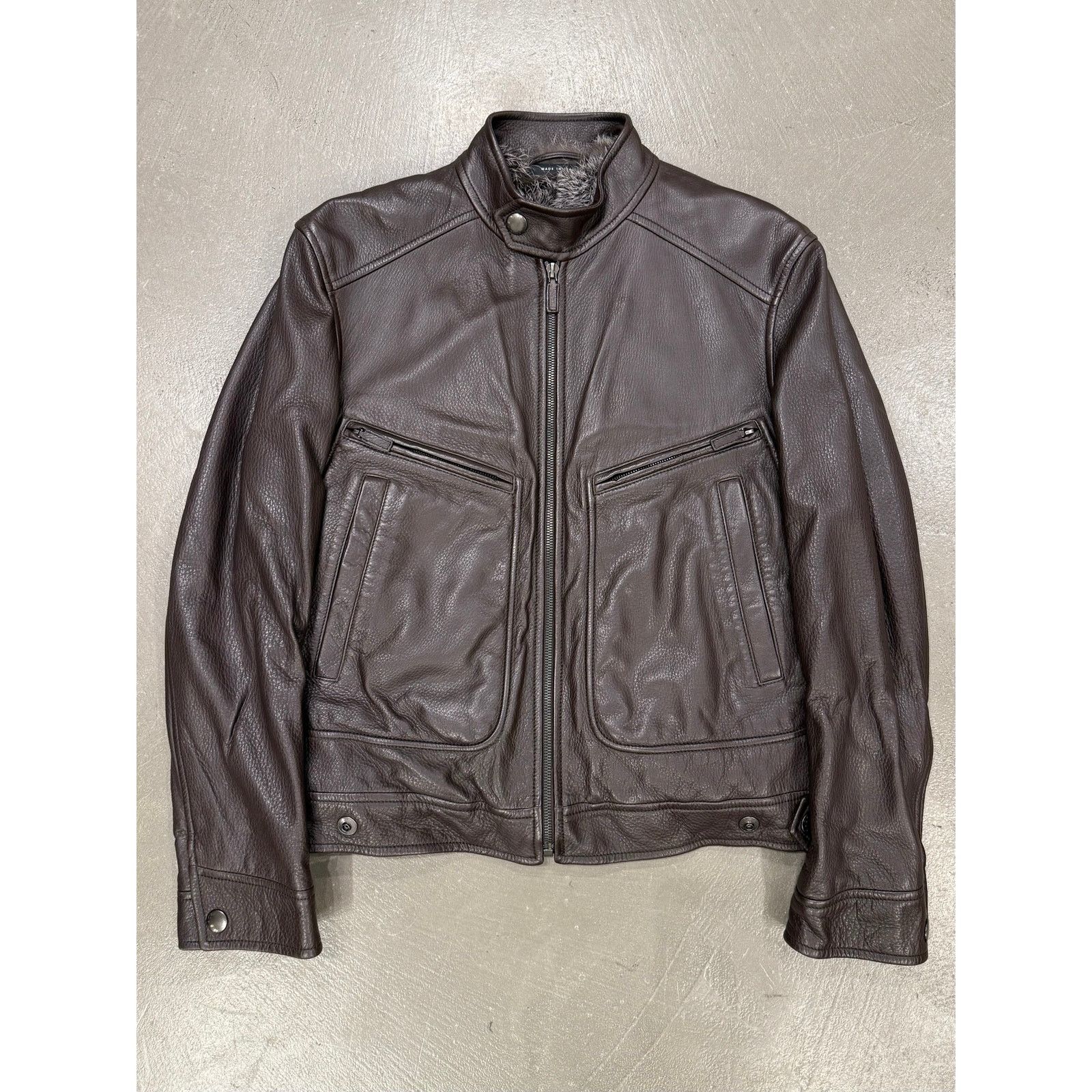 Gucci 2000s Gucci by Tom Ford fur lining leather bomber jacket Size L / US 10 / IT 46 - 1 Thumbnail