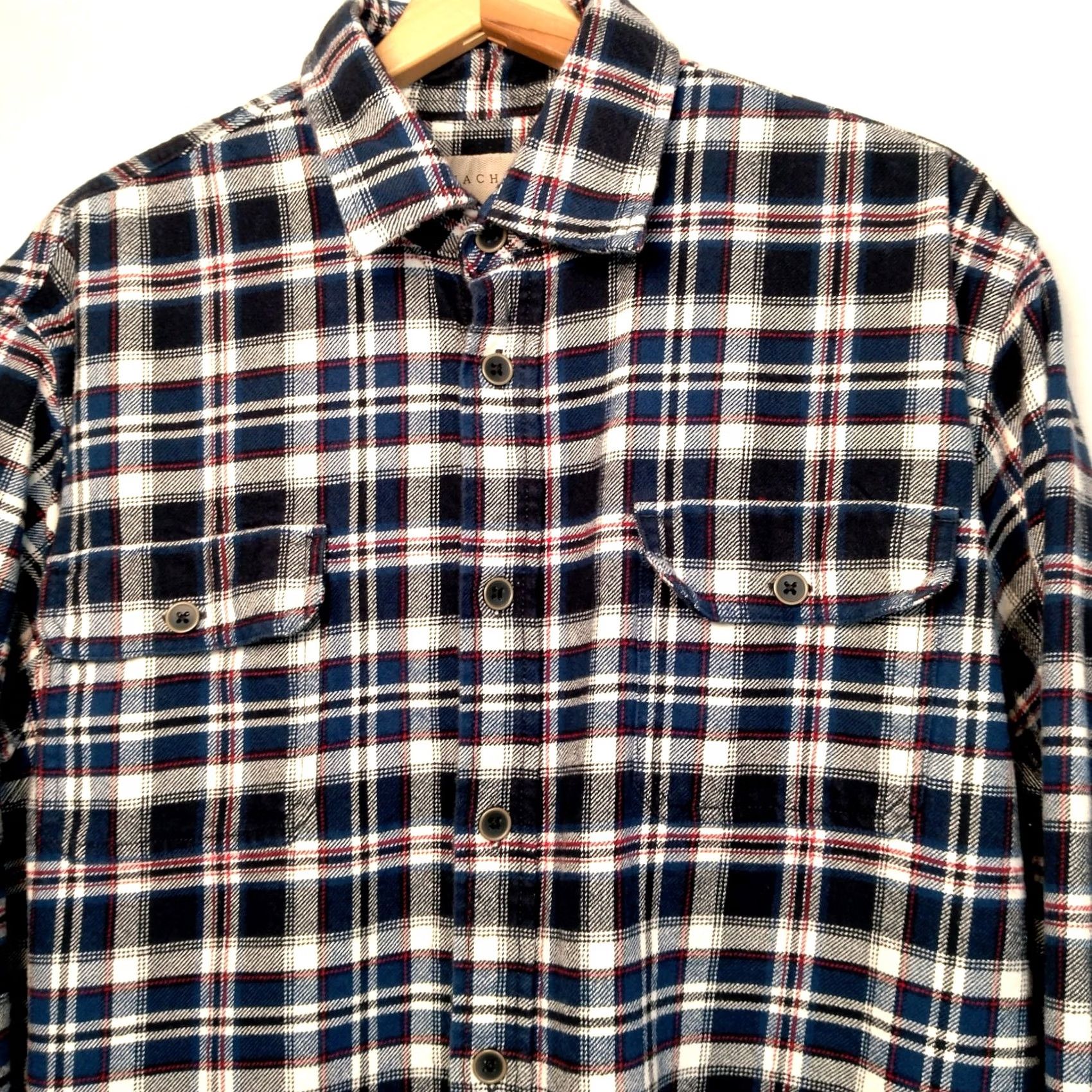 Vintage JACHS Flannel Shirt LT Large Tall Blue Plaid Heavyweight Cotton Tartan Workwear Button-Up Long Sleeve Casual Mens Size US L / EU 52-54 / 3 - 2 Thumbnail