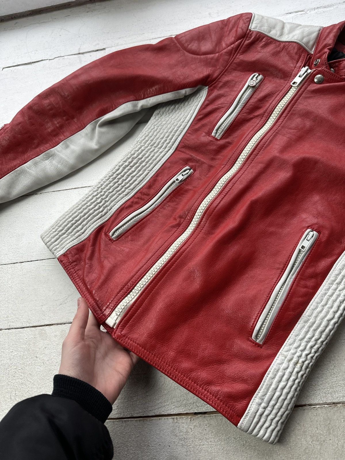 Other SEGURA 🚨VNTG LEATHER JACKET AVANT RACING BIG LOGO RED MOTO Size US XS / EU 42 / 0 - 4 Thumbnail