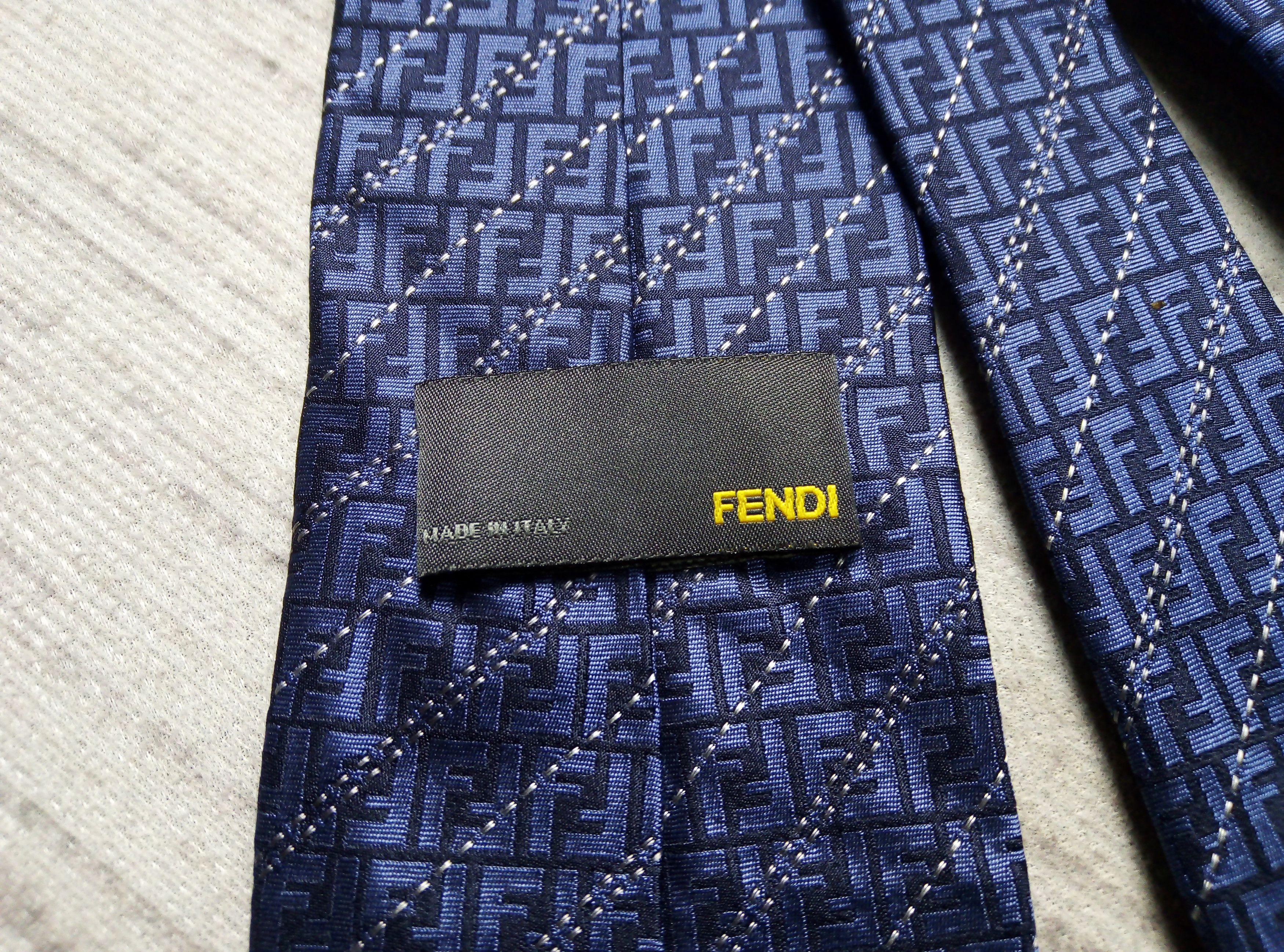 Fendi Italian Made Iconic Monogram Logo Silk Necktie Size ONE SIZE - 5 Thumbnail