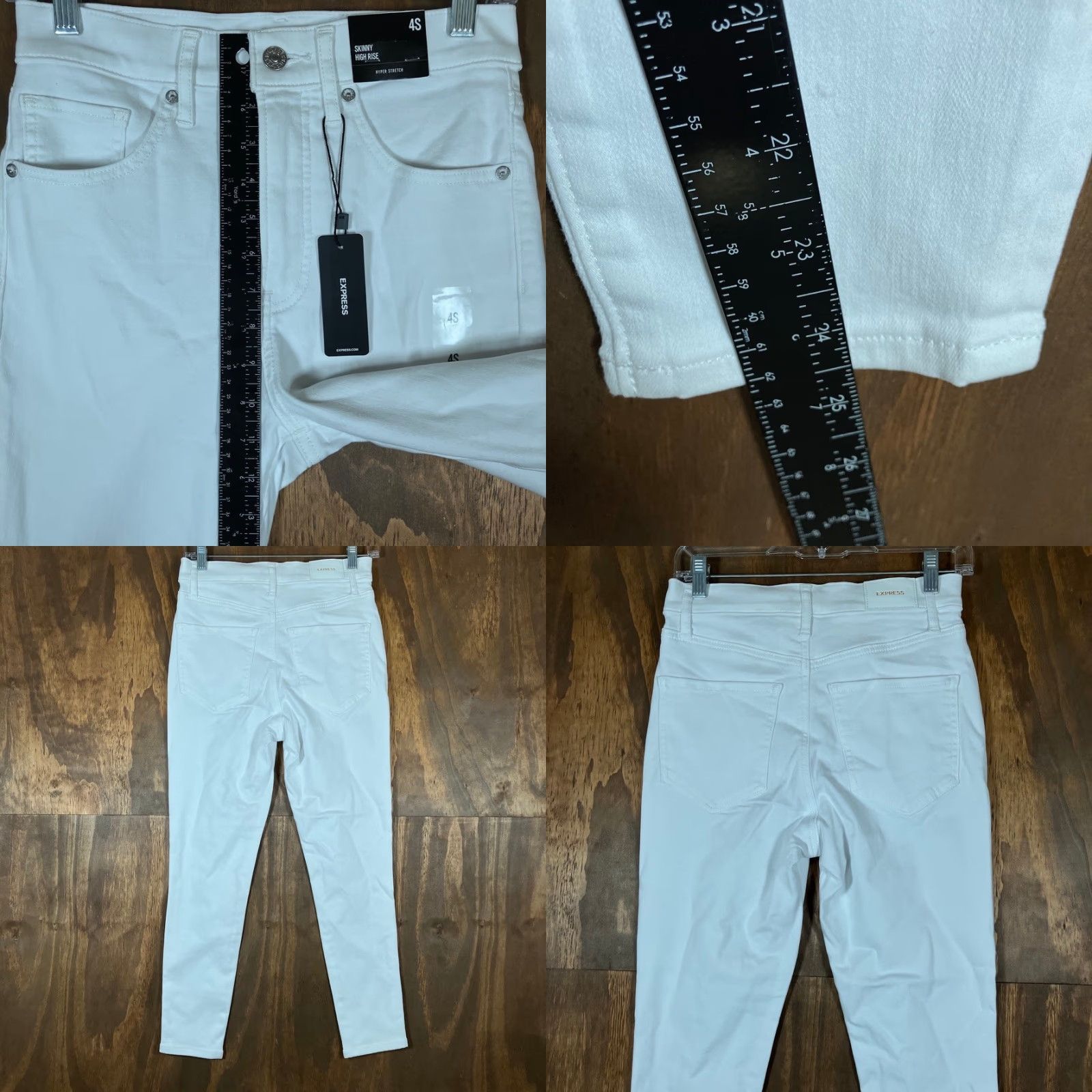 Express Express Jeans White Denim High Rise Skinny Hyper Stretch 4 Short Womens Size 27" / US 4 / IT 40 - 8 Thumbnail