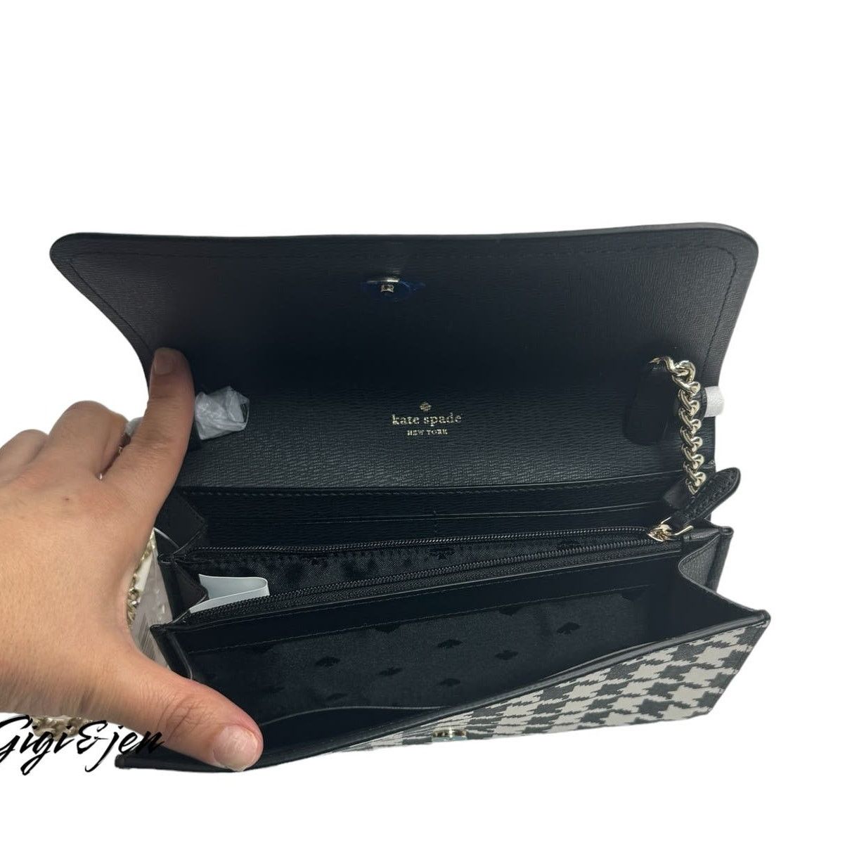 Kate Spade Kate Spade Darcy Chain Wallet Crossbody Clutch houndstooth Size ONE SIZE - 7 Thumbnail