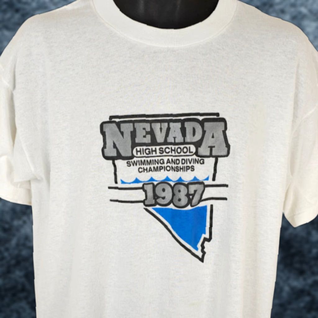 Vintage VINTAGE National T-Shirt Mens XL White 80s Swimming Diving Nevada Made In USA Size US XL / EU 56 / 4 - 1 Thumbnail