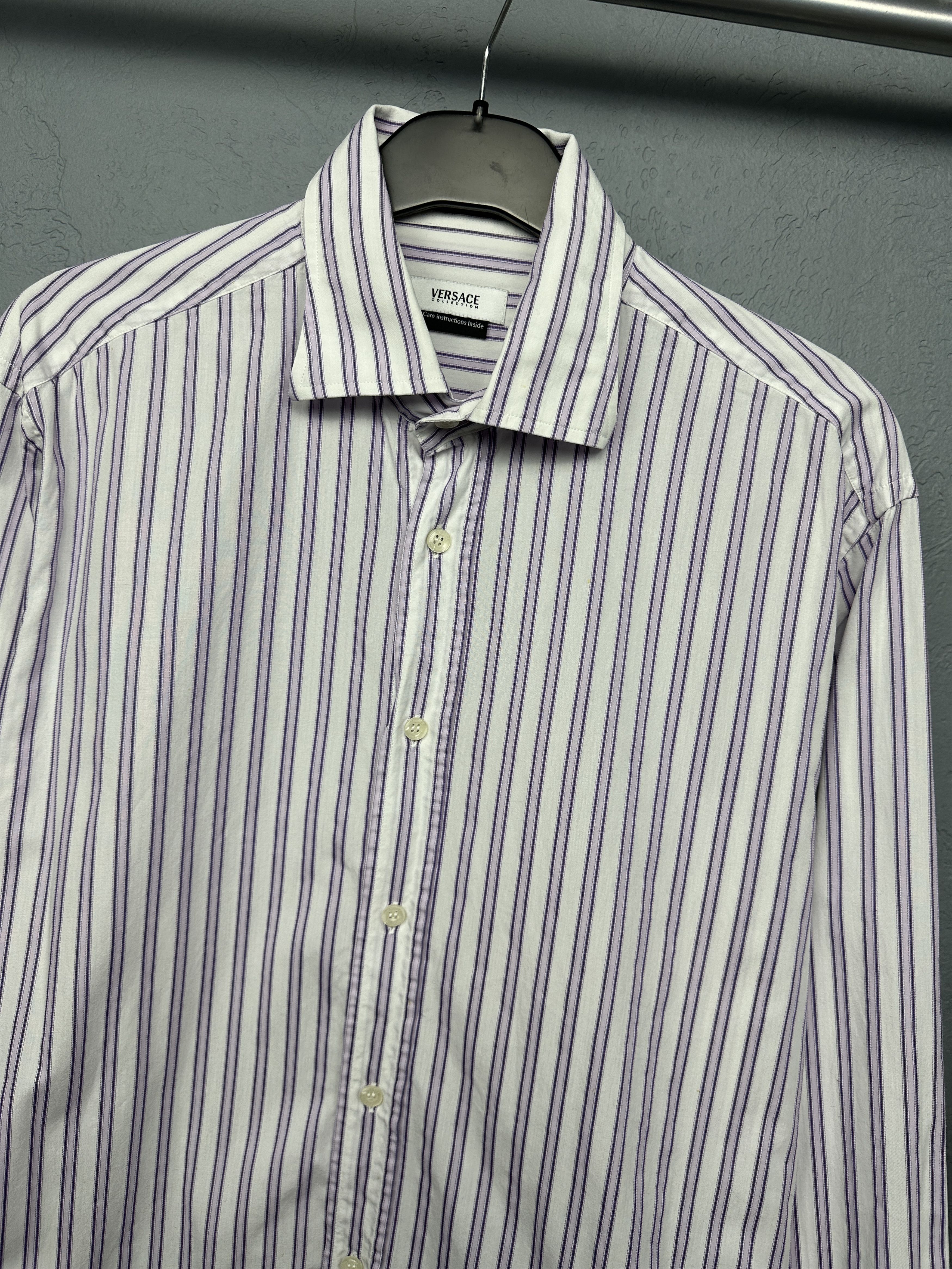 Versace Versace Collection Mens Long Sleeve Striped Shirt Size US L / EU 52-54 / 3 - 2 Thumbnail