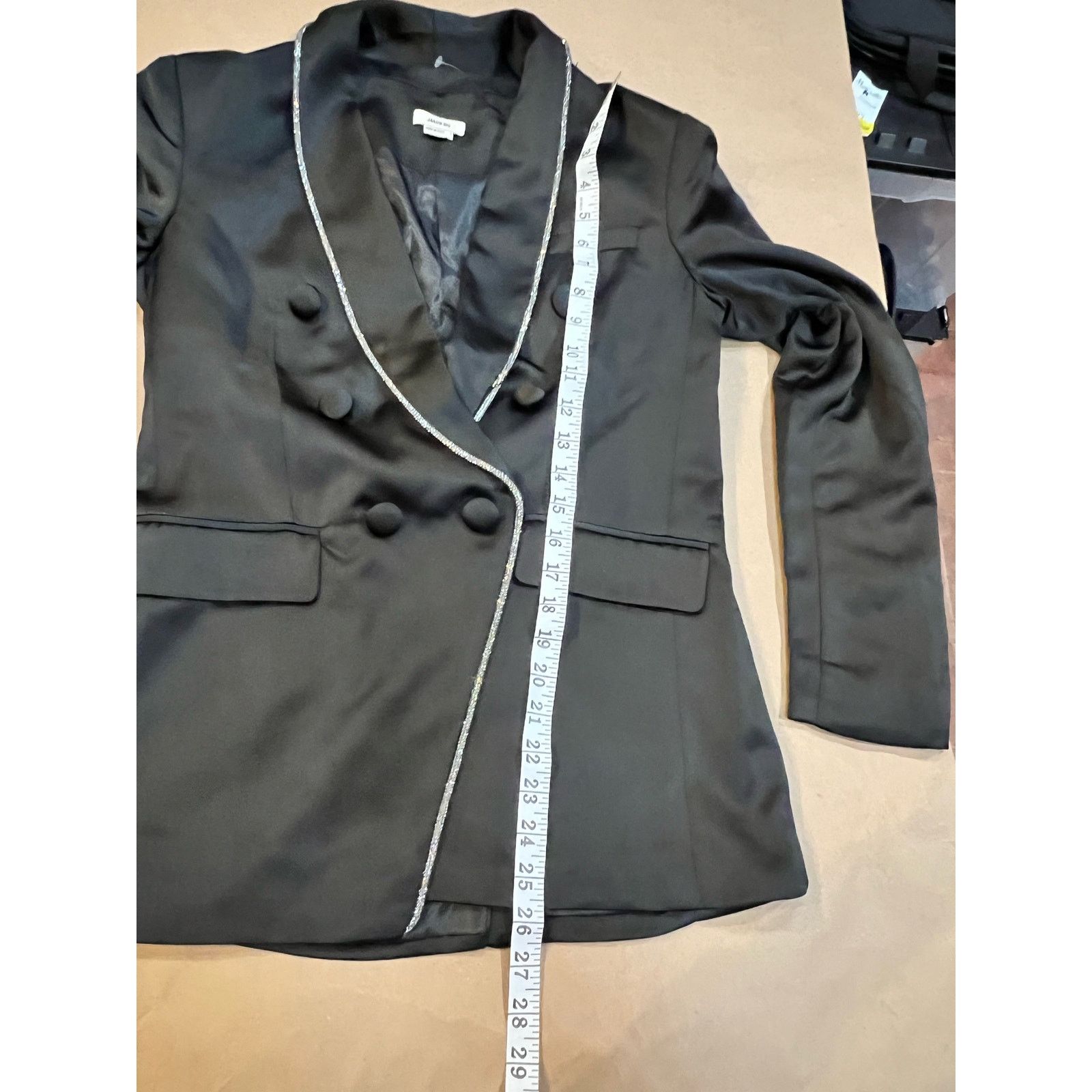 Jason Wu JASON WU RHINESTONE EMBELLISHED TRIM BLACK SATIN JACKET Size S / US 4 / IT 40 - 7 Thumbnail