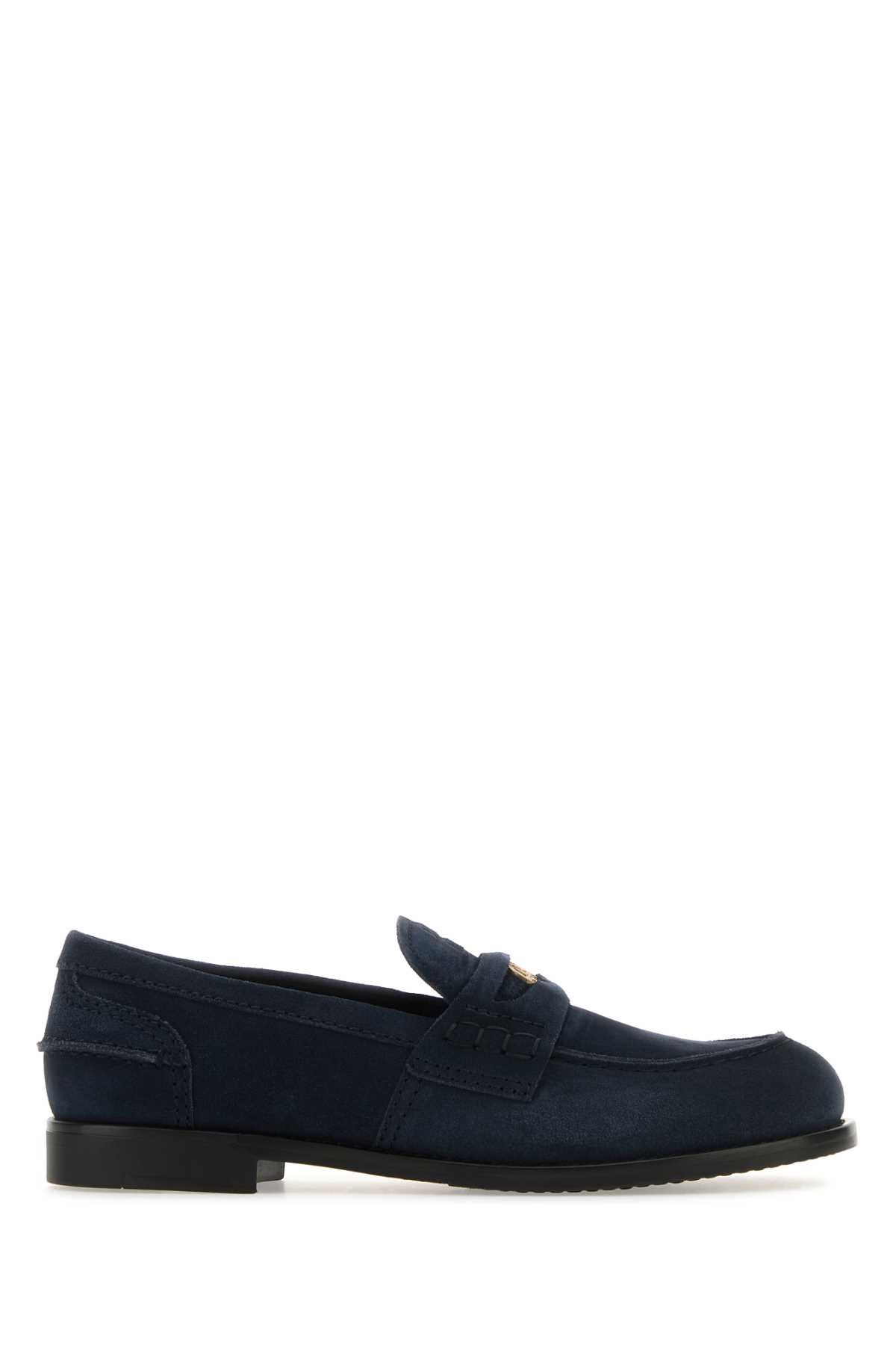 image of Miu Miu Blue Suede Loafers, Women's (Size 11)