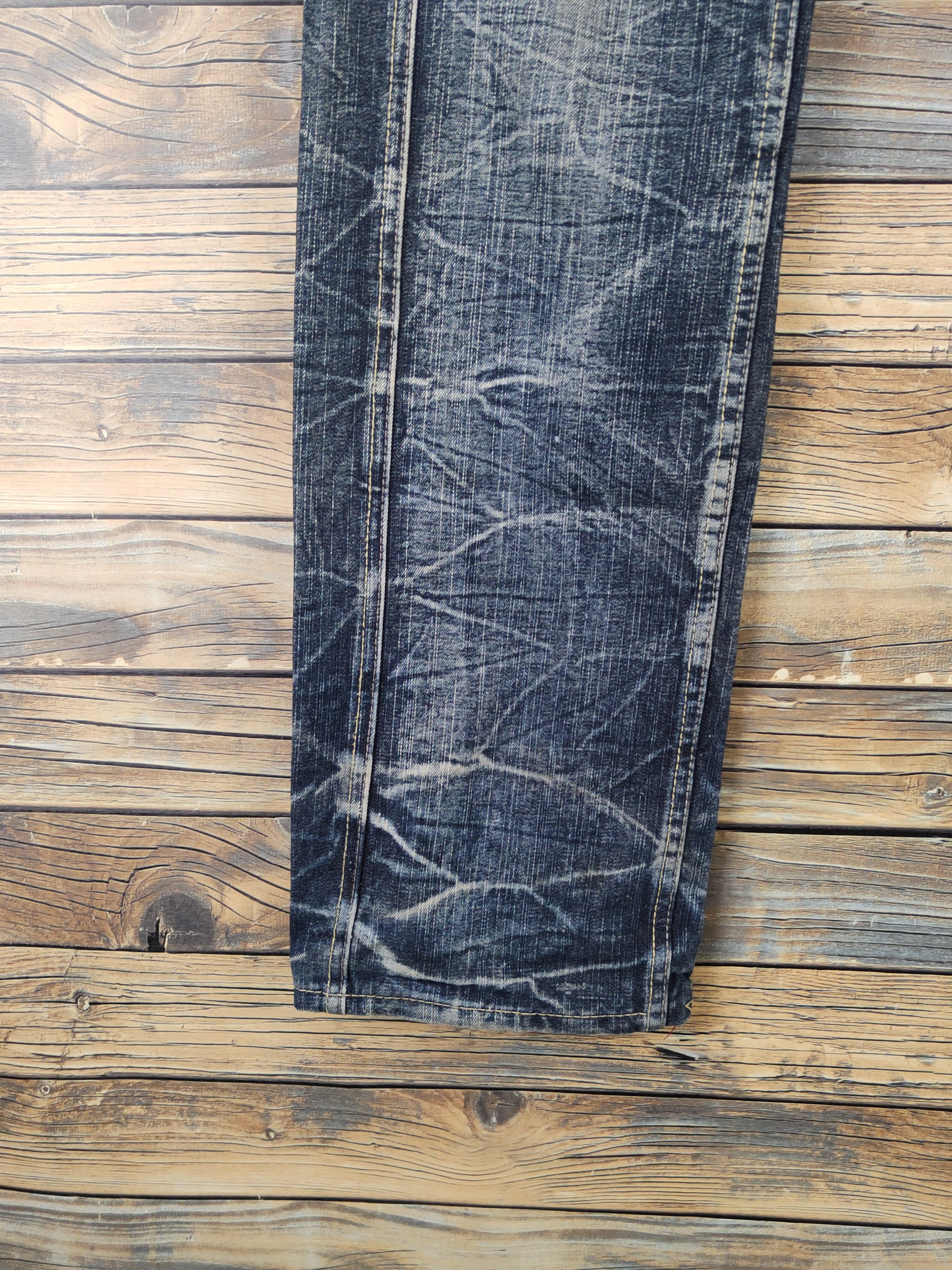 Japanese Brand Japan Dark Blue Distressed Ripped denim Jeans #W1386 Size US 32 / EU 48 - 4 Thumbnail