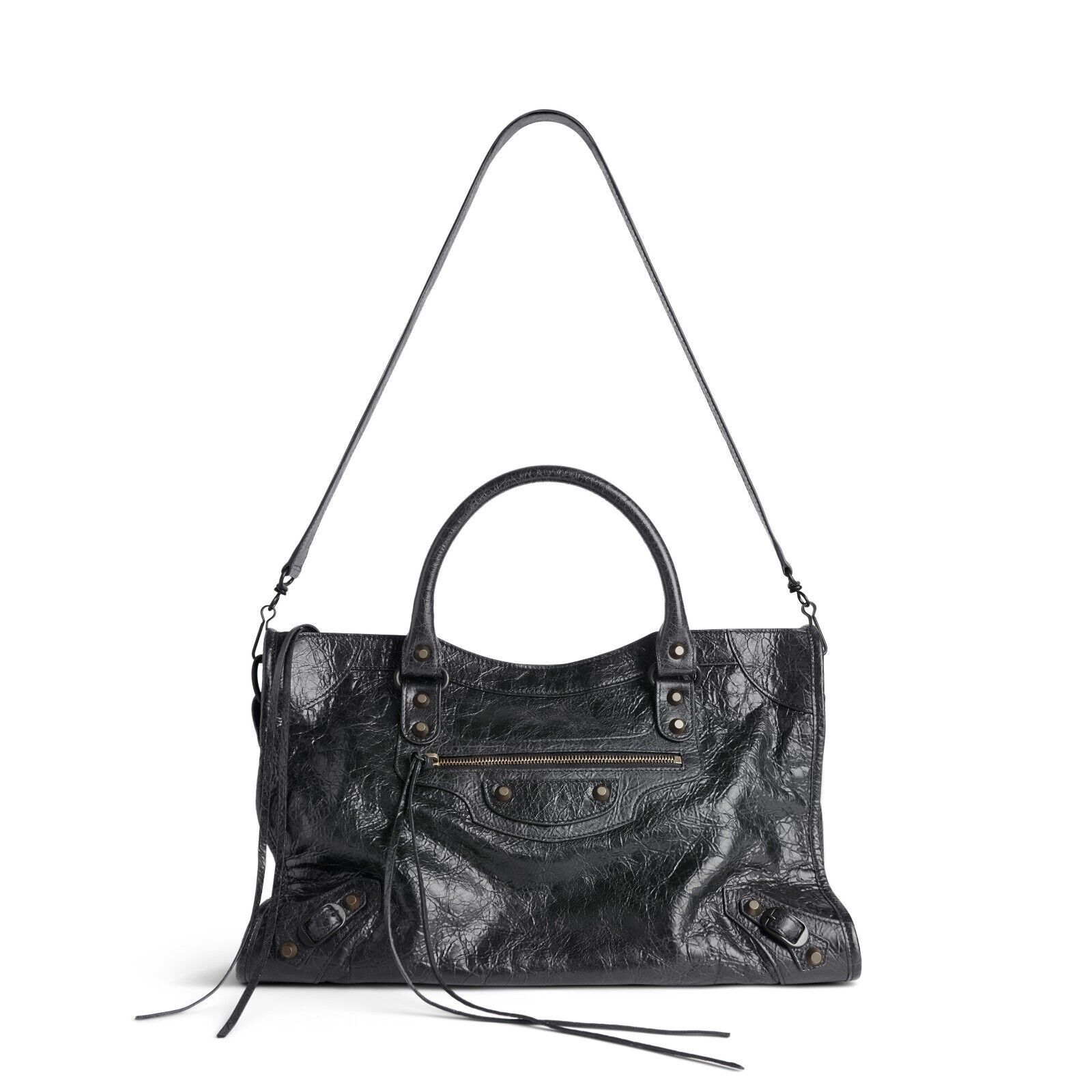 Balenciaga Le City Medium Black Arena Leather Bag New, Women's