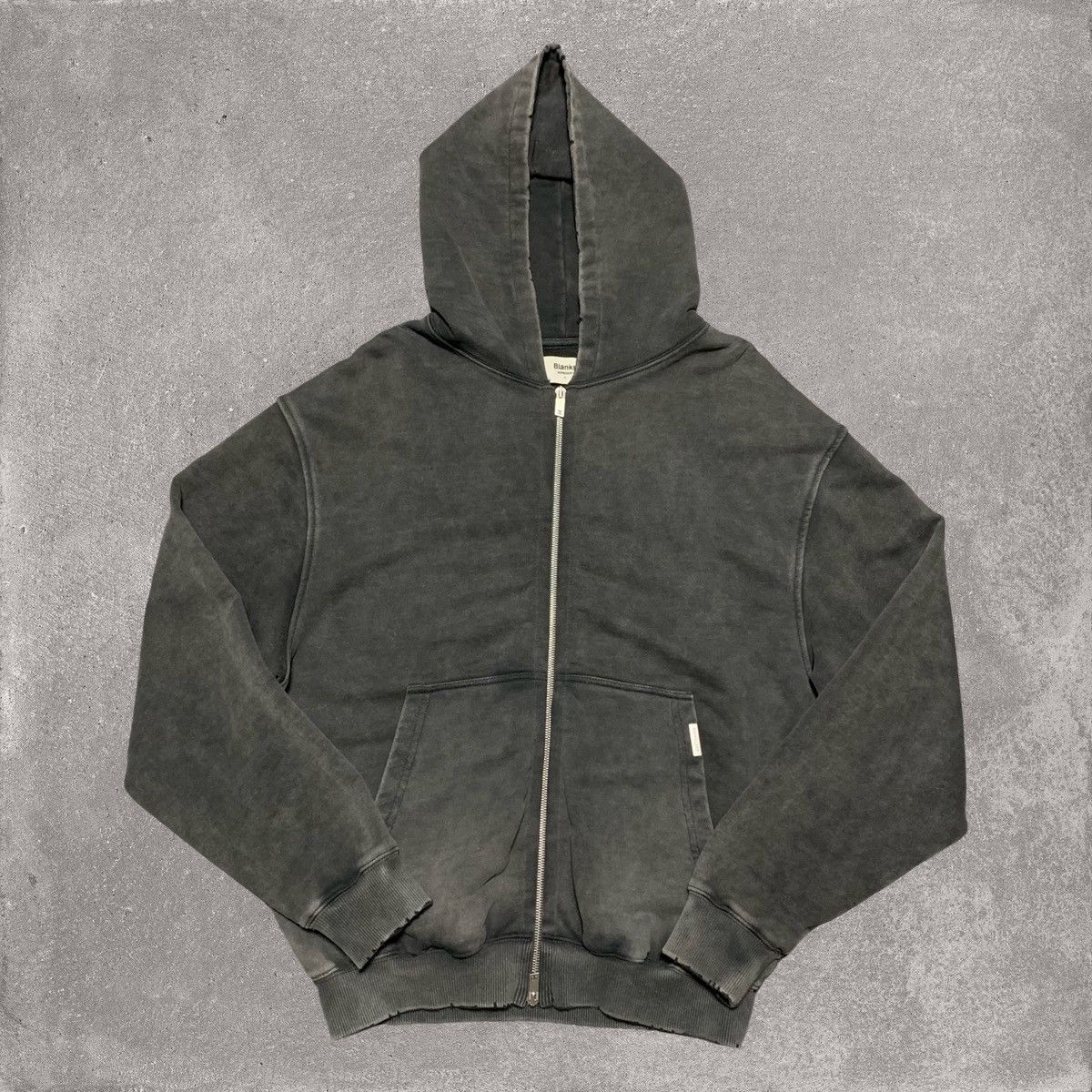 Represent Small Blanks Hoodie Zip Vintage Grey Distressed