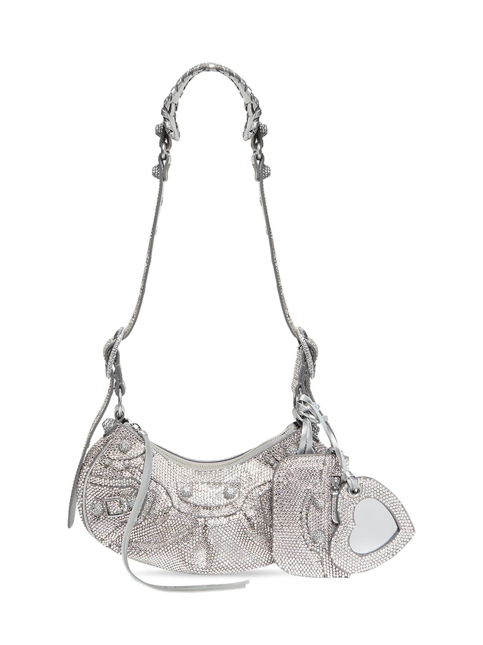 Balenciaga le cagole xs shoulder bag with rhinestones silver Size ONE SIZE - 1 Thumbnail