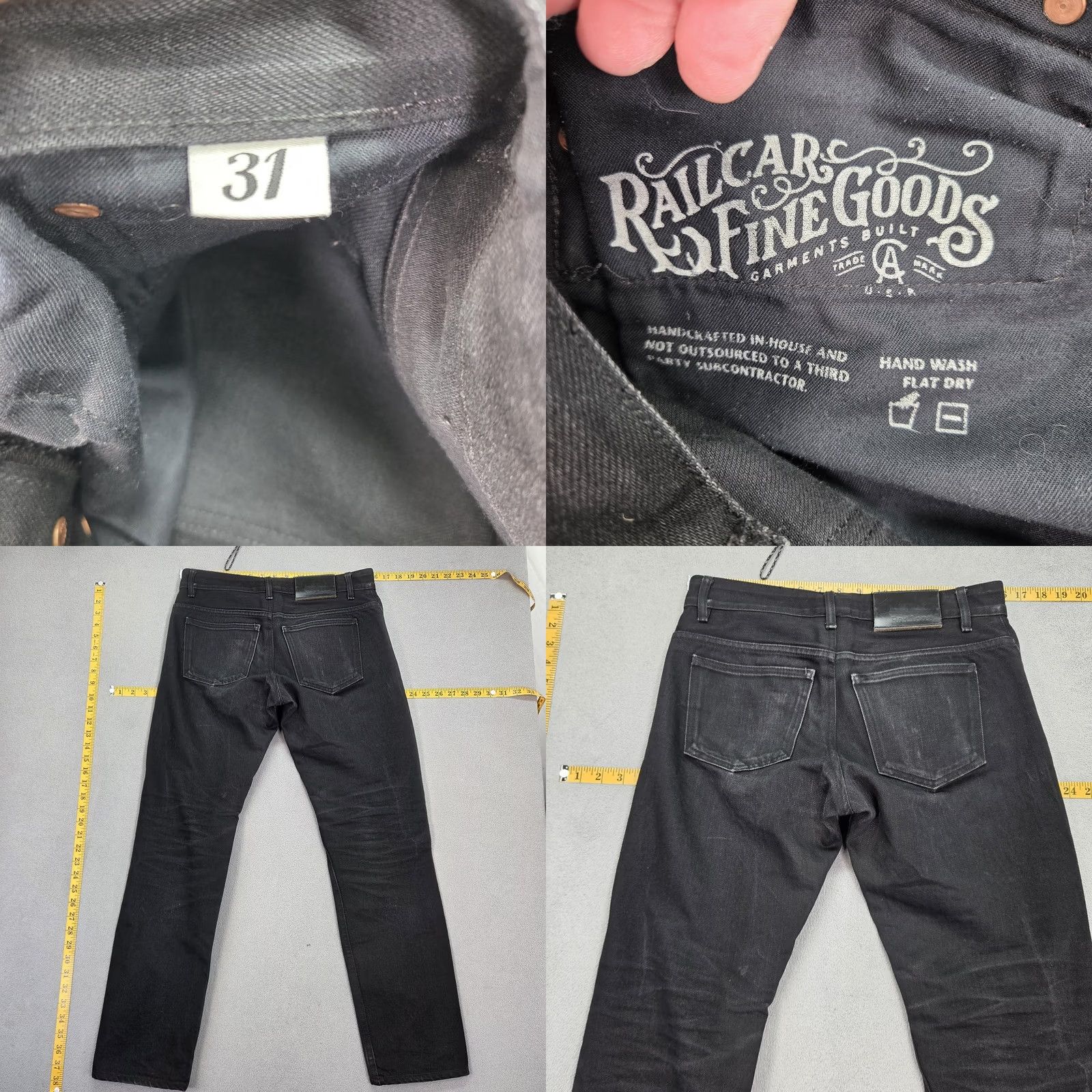 Railcar Fine Goods Railcar Fine Goods Jeans Mens Straight Denim 5-Pocket Block Selvedge Black 31x29 USA Made Size US 31 - 8 Thumbnail