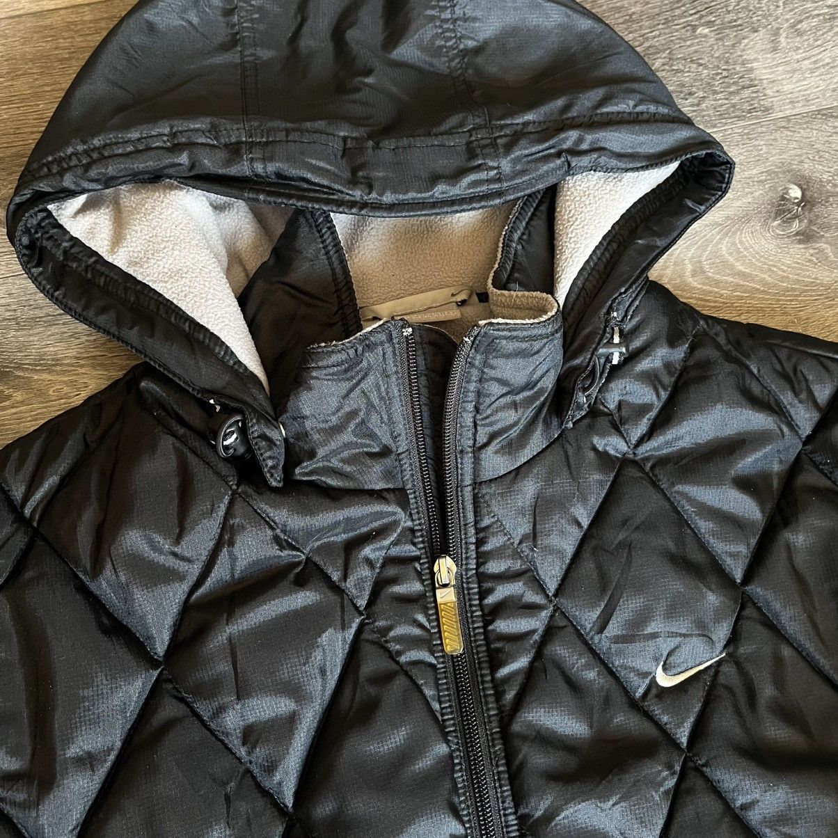 Nike Vintage 2000s Nike Quilted Puffer Down Zip Up Hooded Jacket Size US L / EU 52-54 / 3 - 11 Thumbnail