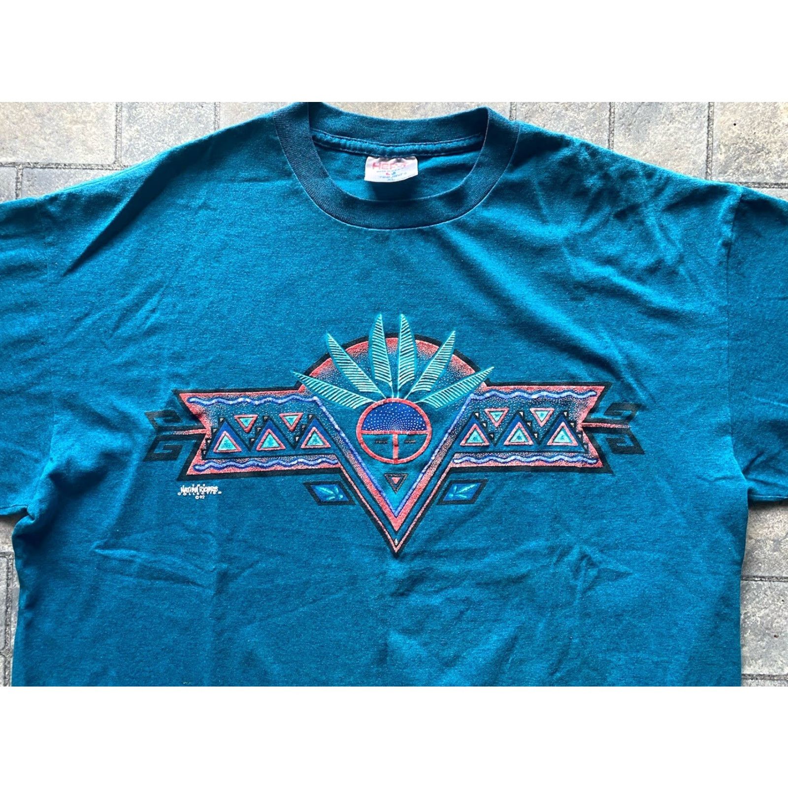 TEE JAYS VINTAGE Teejays HEF-T Single Stitch T Shirt Mens XL Blue 1990s Nathan Richards Tee-Jays Mens Shirt Blue XL Vintage Size US XL / EU 56 / 4 - 3 Thumbnail