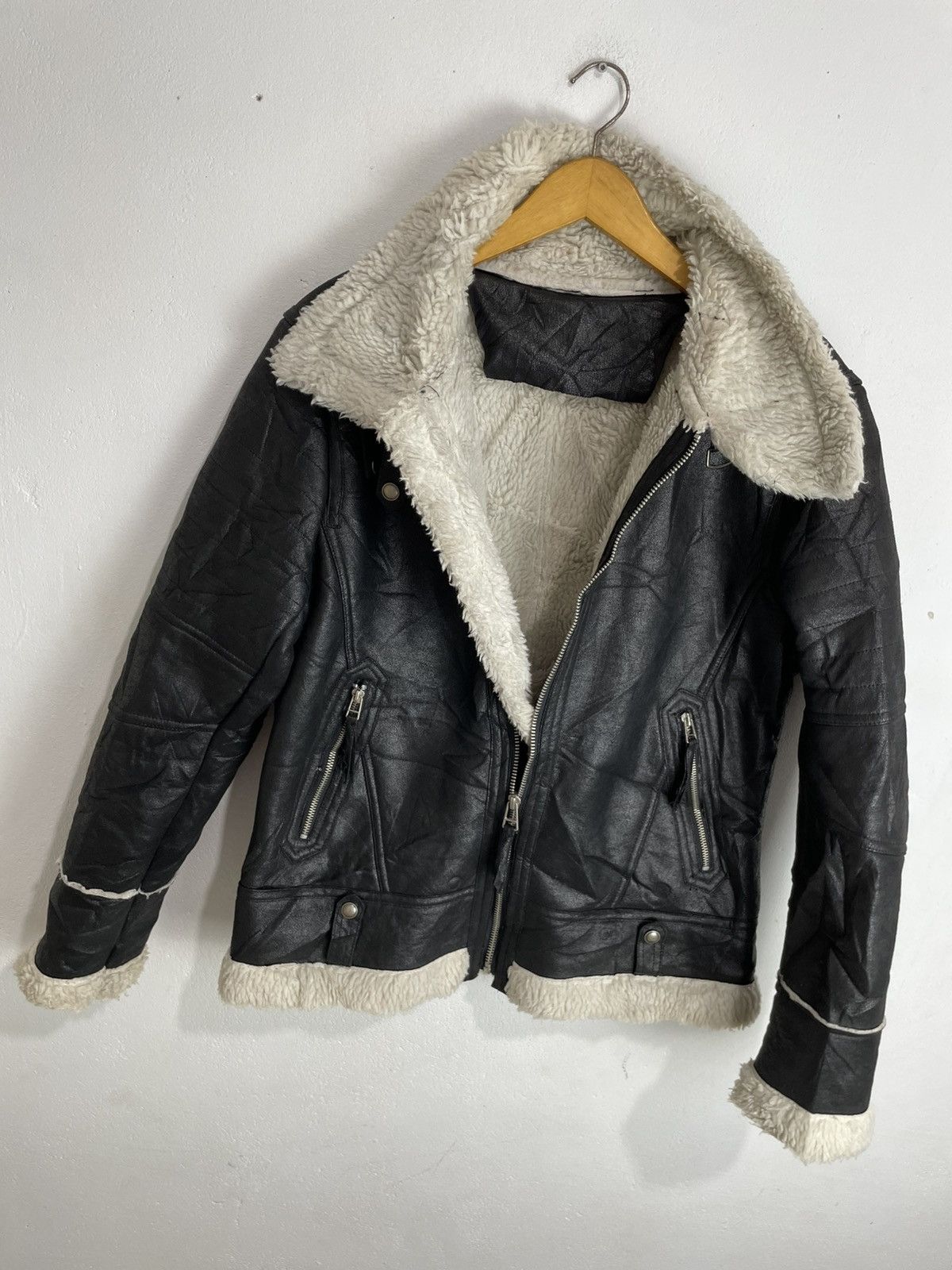 If Six Was Nine Guess Bondage Fur Jacket Fleece Lgb kmri Ifsix gothic style Size US L / EU 52-54 / 3 - 5 Thumbnail
