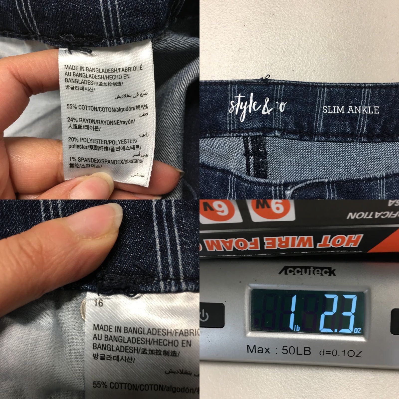 Vintage Style&co Slim Ankle Jeans Womens 16 Blue Striped Denim Zip Fly 5-Pocket Design Jeans Womens 16 Blue Striped Denim Zip Fly 5-Pocket Style&co Size 38" / US 16 / IT 52 - 9 Thumbnail